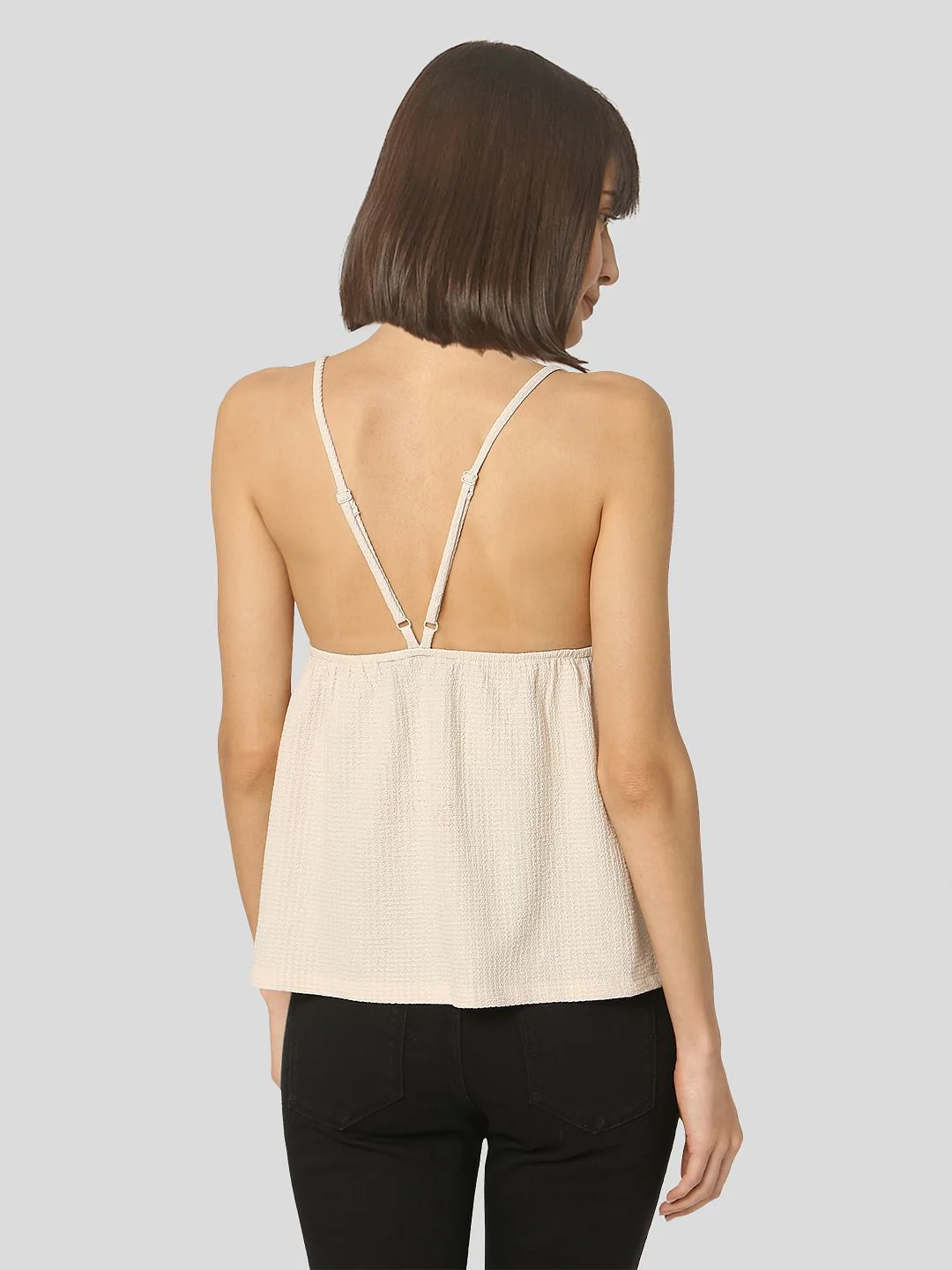Beige Textured Strappy Top - Image 4