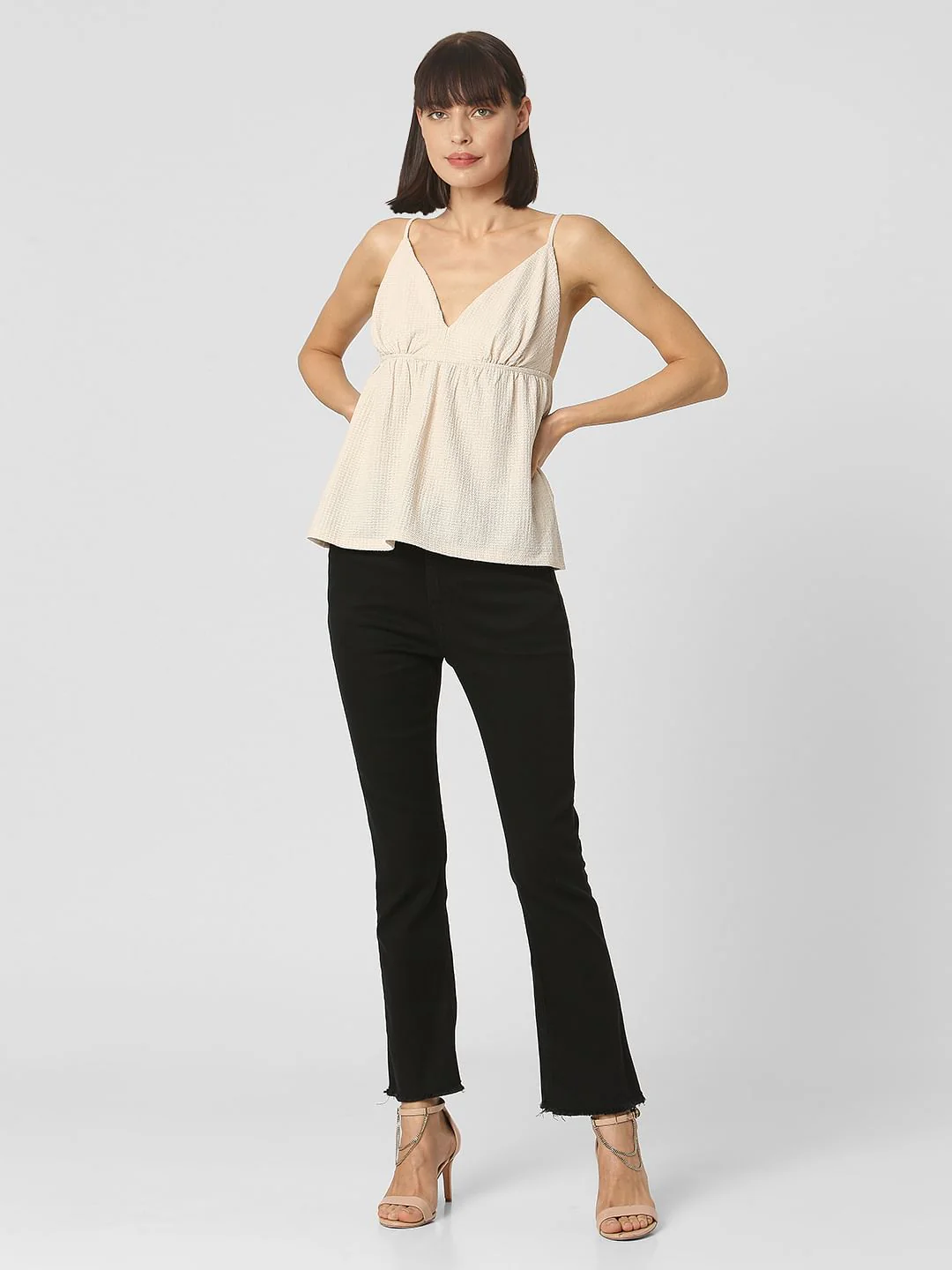 Beige Textured Strappy Top - Image 5