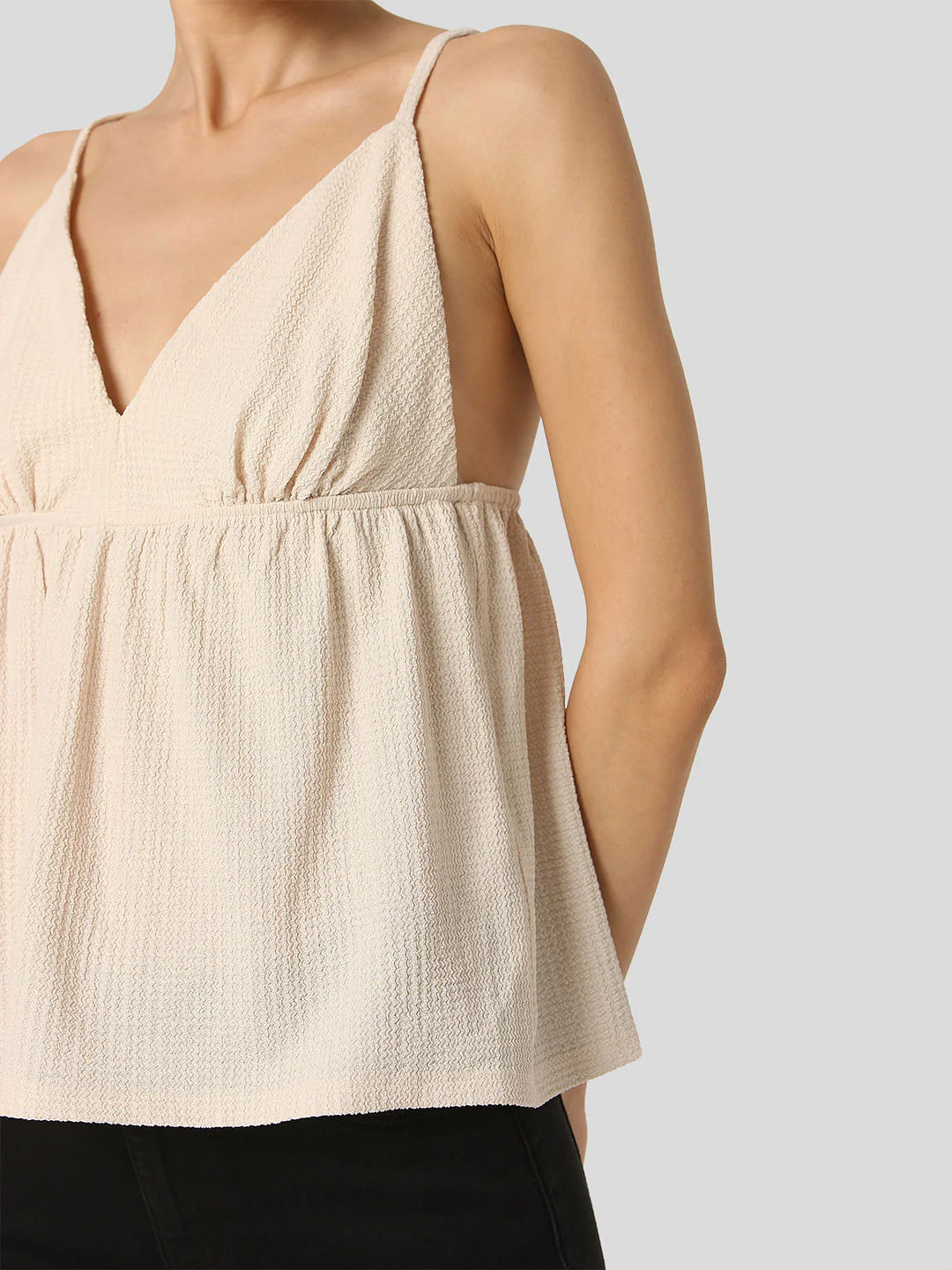 Beige Textured Strappy Top - Image 6