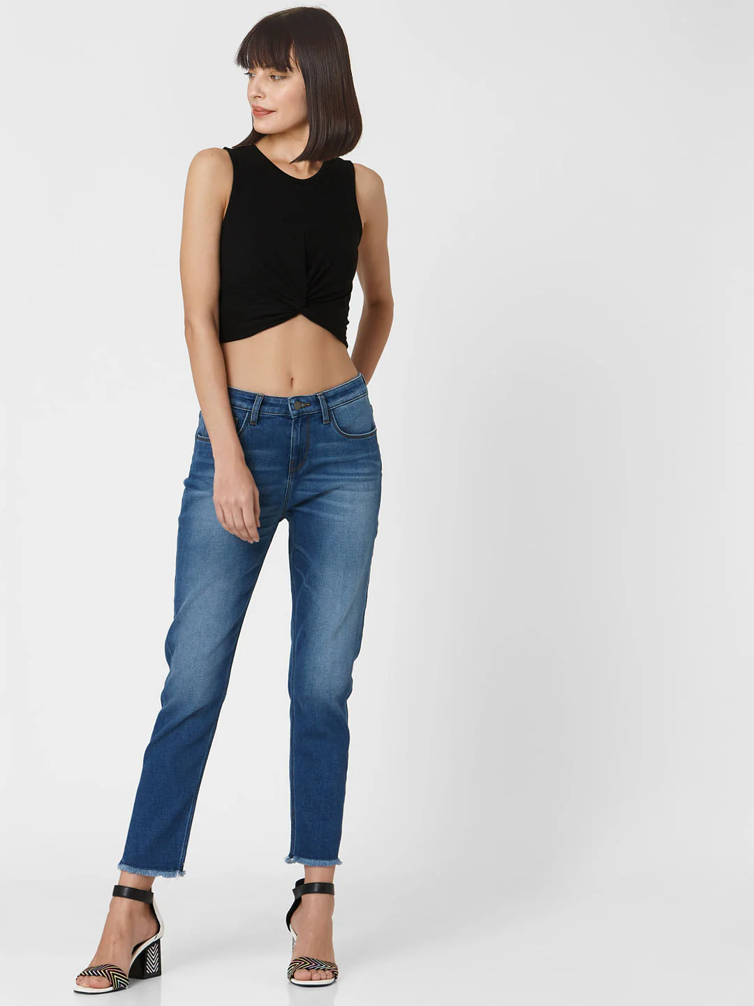 Black Front Twist Crop Top - Image 5