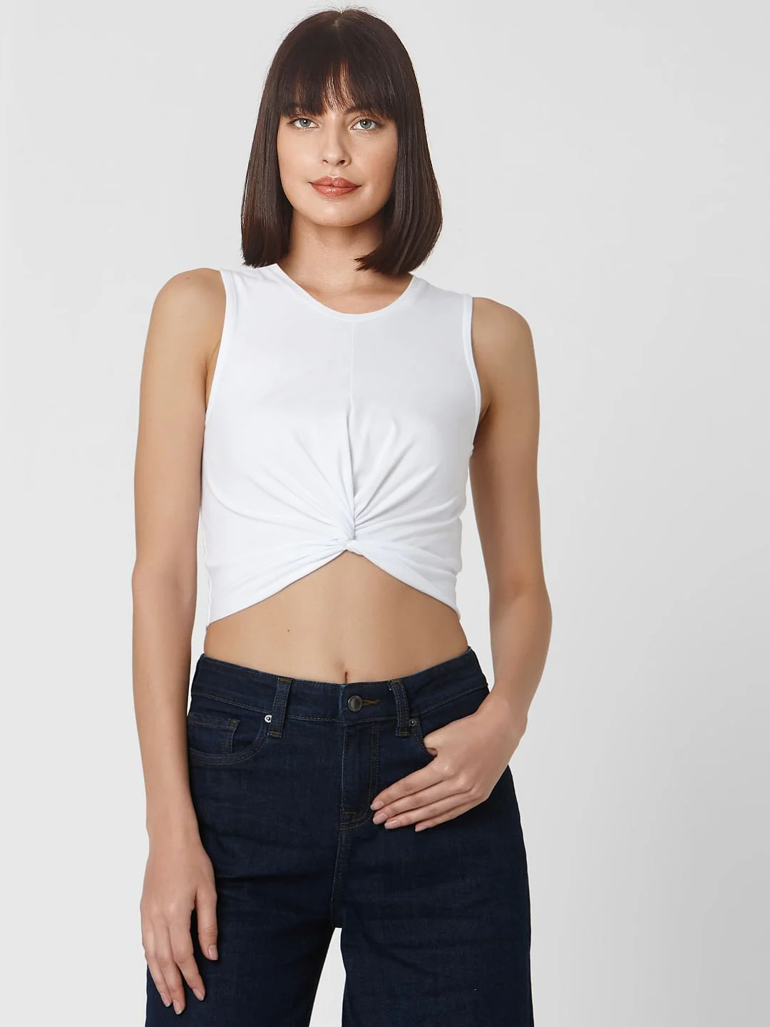 White Front Twist Crop Top - Image 2