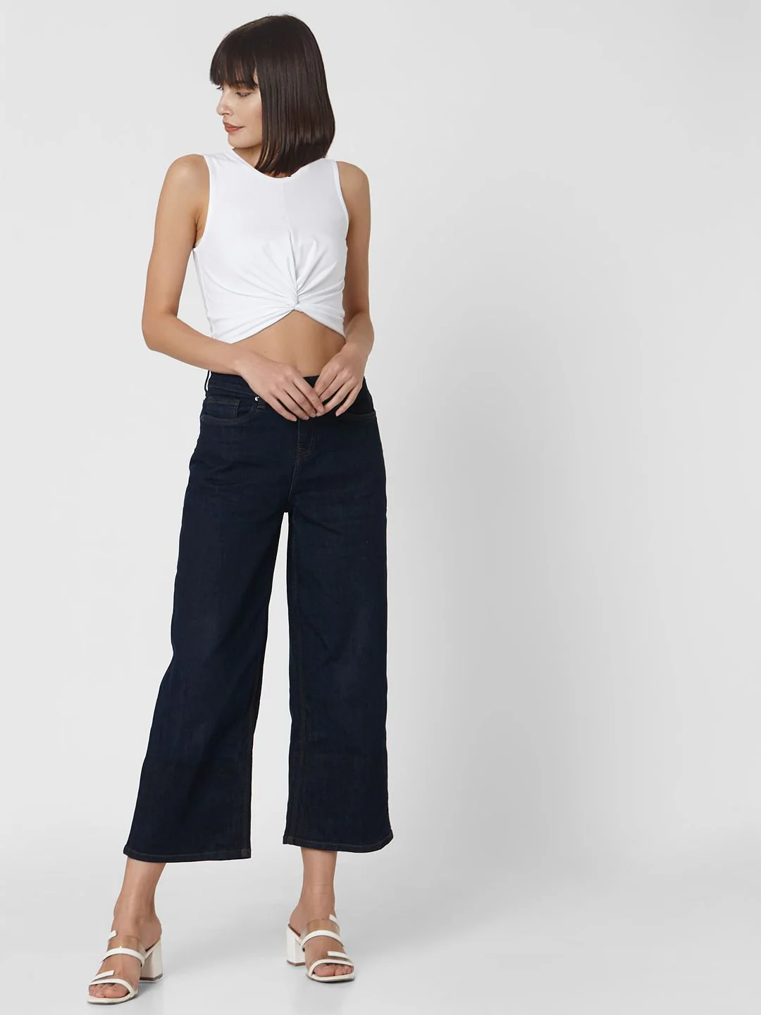 White Front Twist Crop Top - Image 5