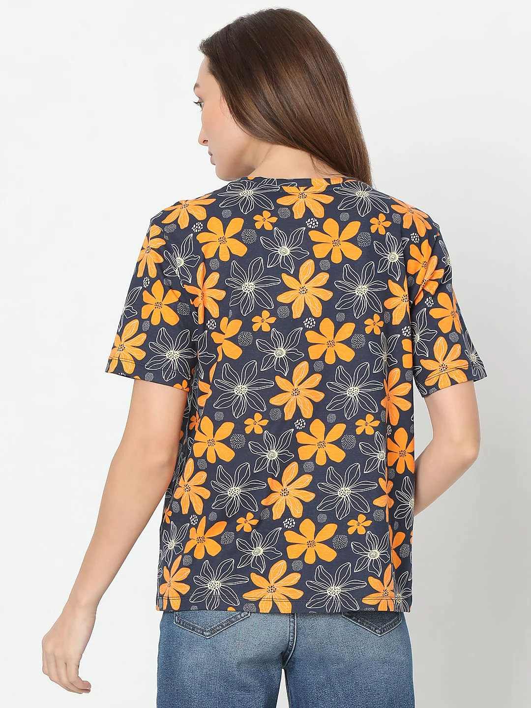 Dark Blue Floral T-Shirt - Image 4