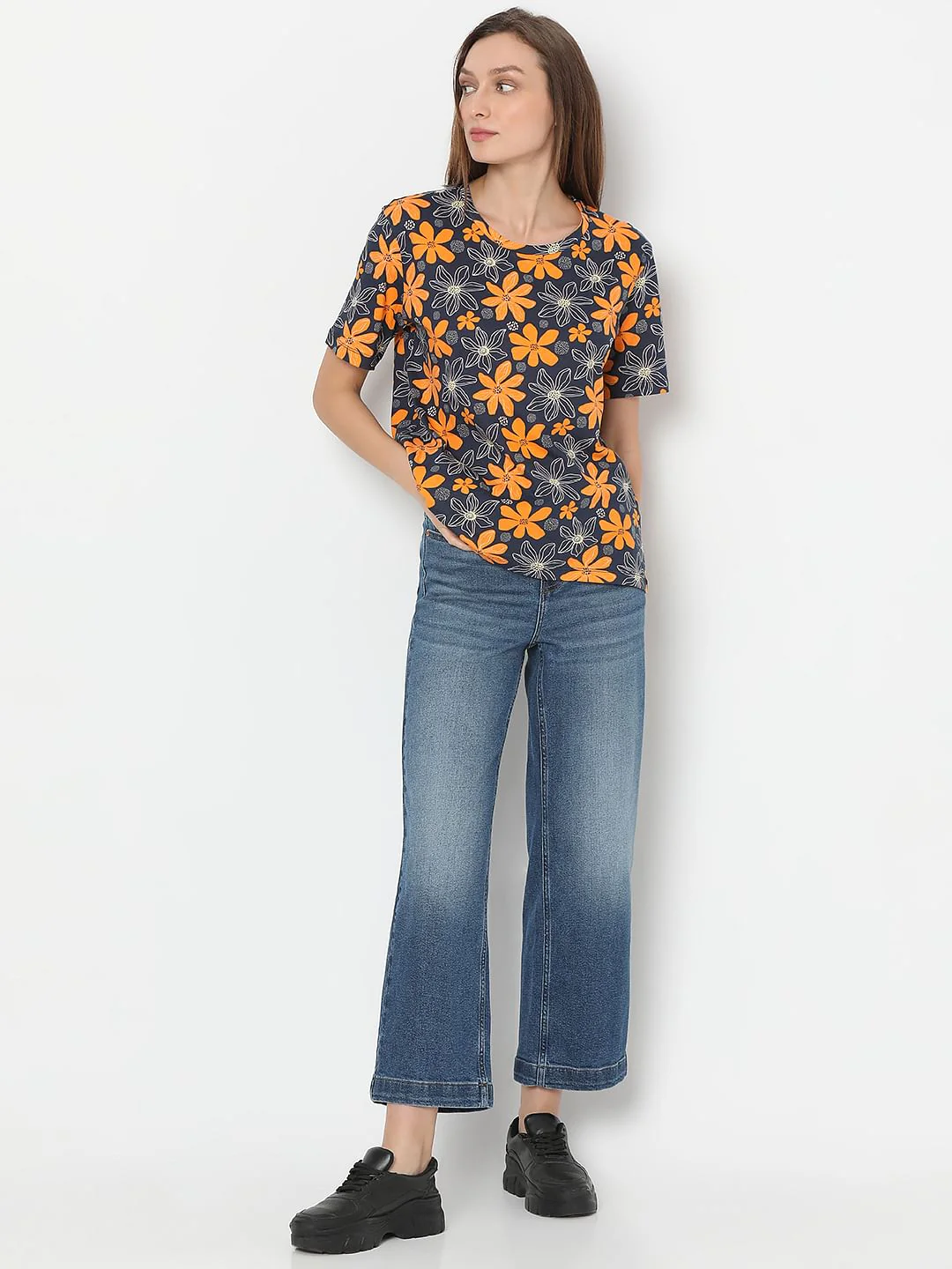 Dark Blue Floral T-Shirt - Image 5