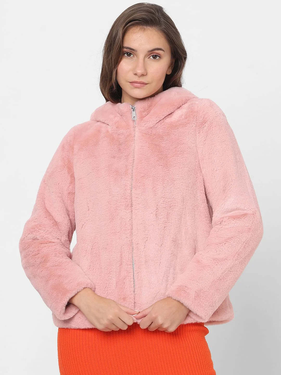 Light Pink Faux Fur Hoodie - Image 2