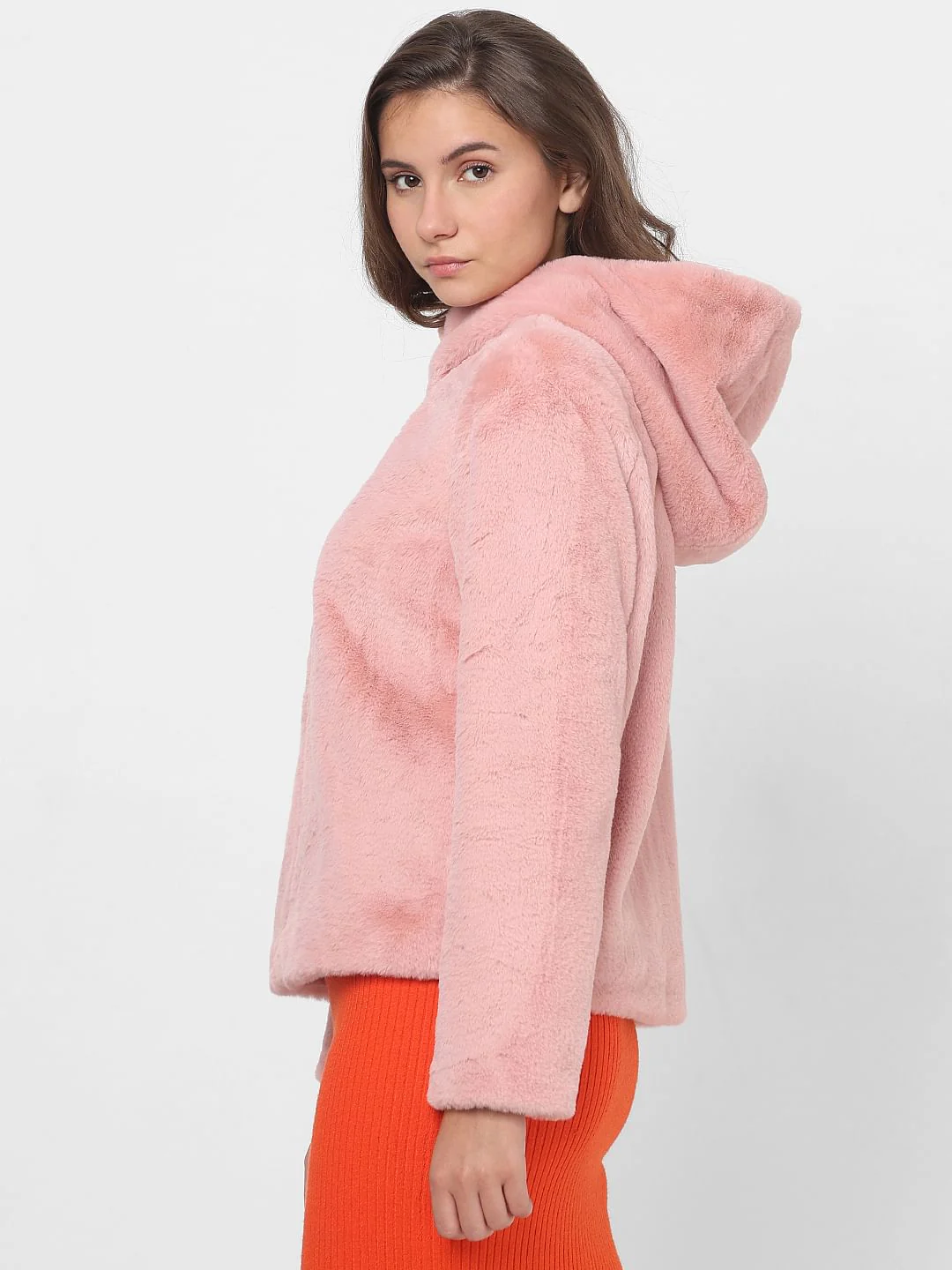 Light Pink Faux Fur Hoodie - Image 3