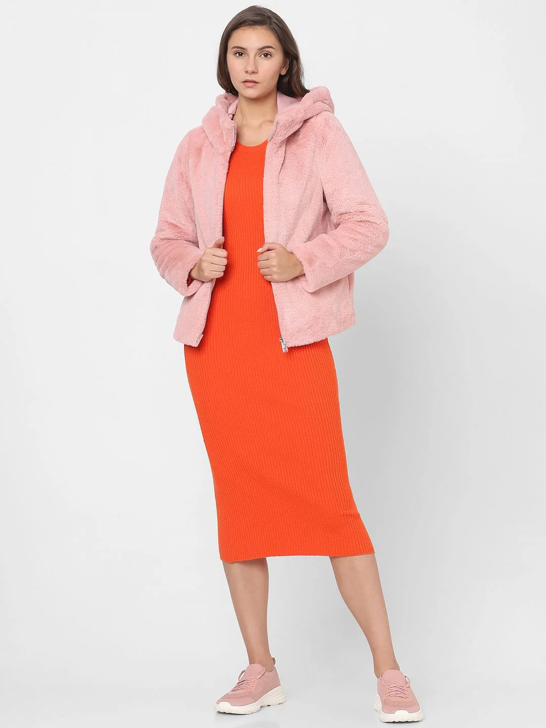 Light Pink Faux Fur Hoodie - Image 5