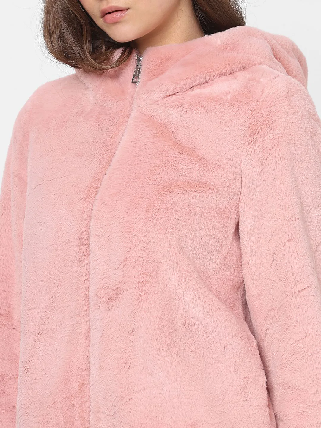 Light Pink Faux Fur Hoodie - Image 6
