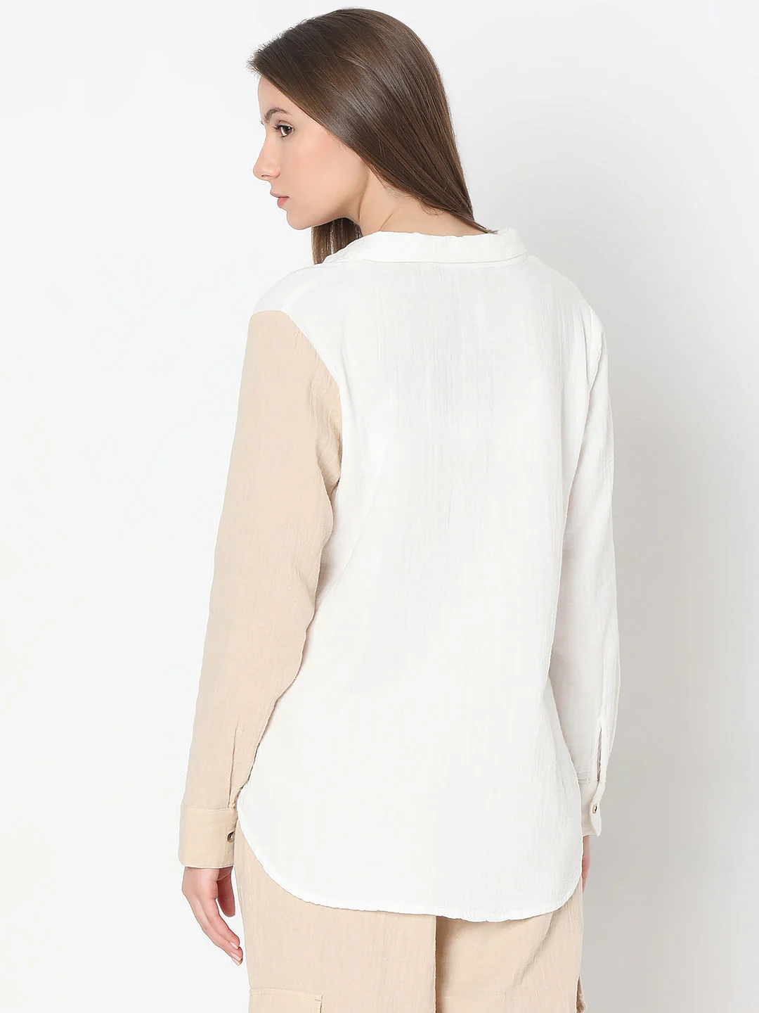 White Colourblocked Co-Ord Set Shirt - Image 4