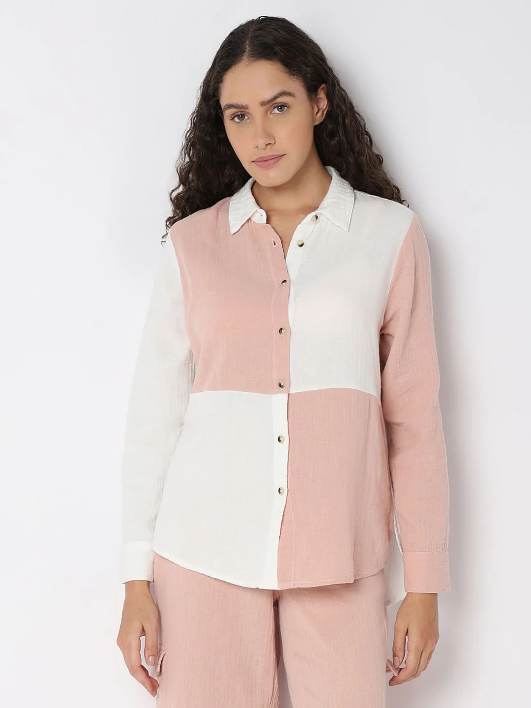 Pink Colourblocked Co-Ord Set Shirt - Image 2