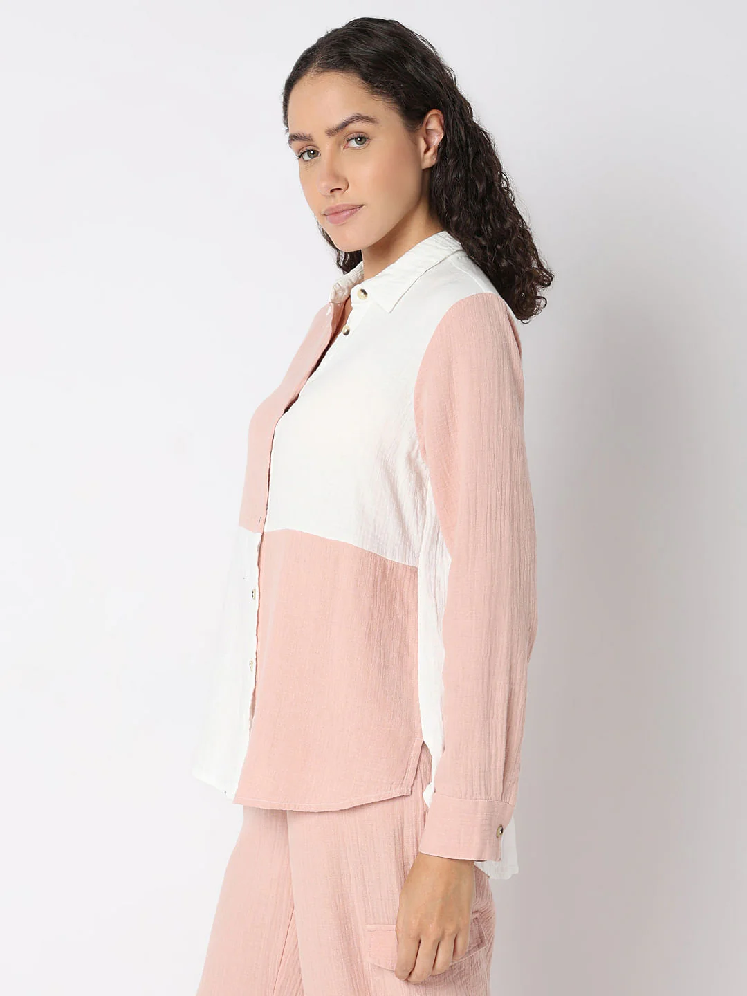 Pink Colourblocked Co-Ord Set Shirt - Image 3