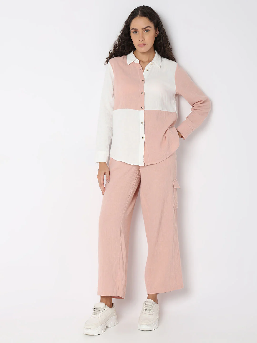 Pink Colourblocked Co-Ord Set Shirt - Image 5