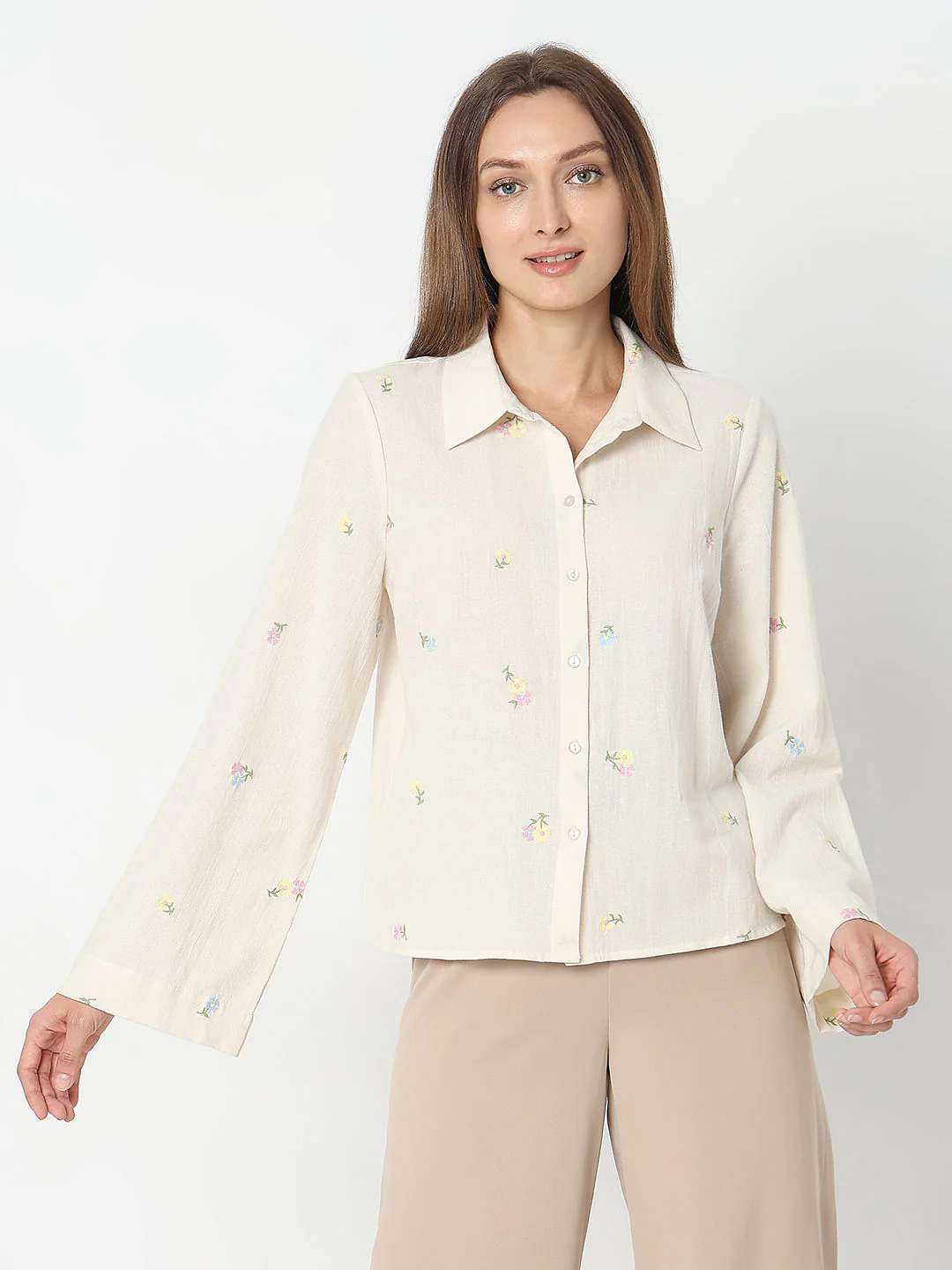 Off-White Embroidered Cotton Shirt - Image 2