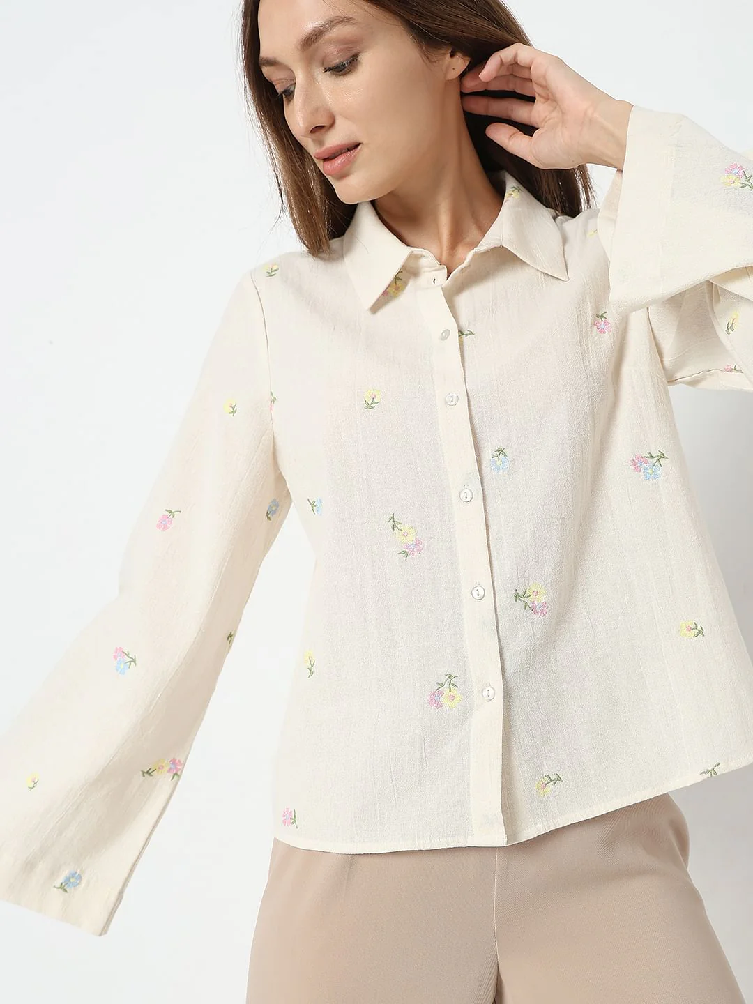 Off-White Embroidered Cotton Shirt - Image 6