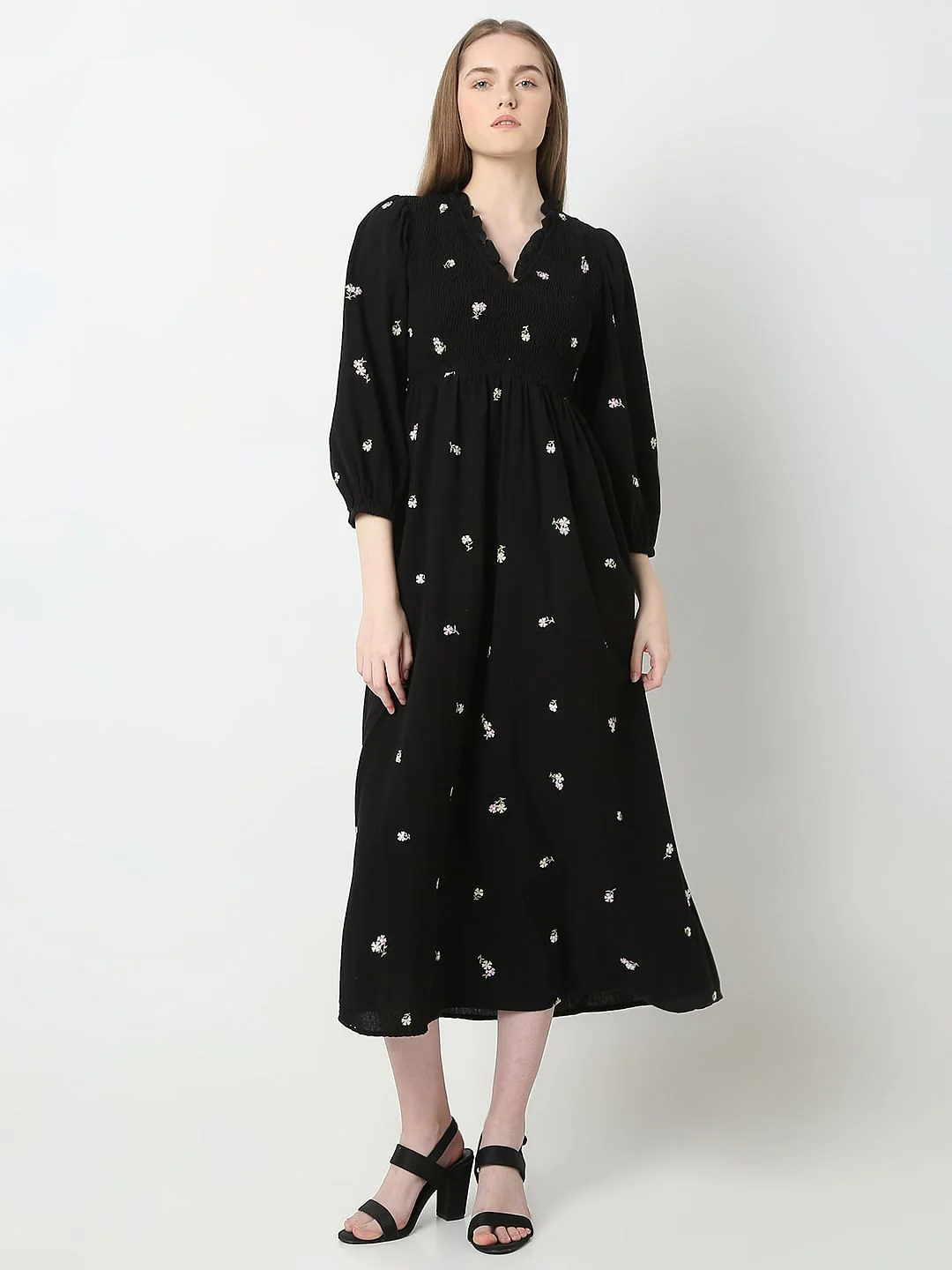 Black Printed Midi Dress - Image 2
