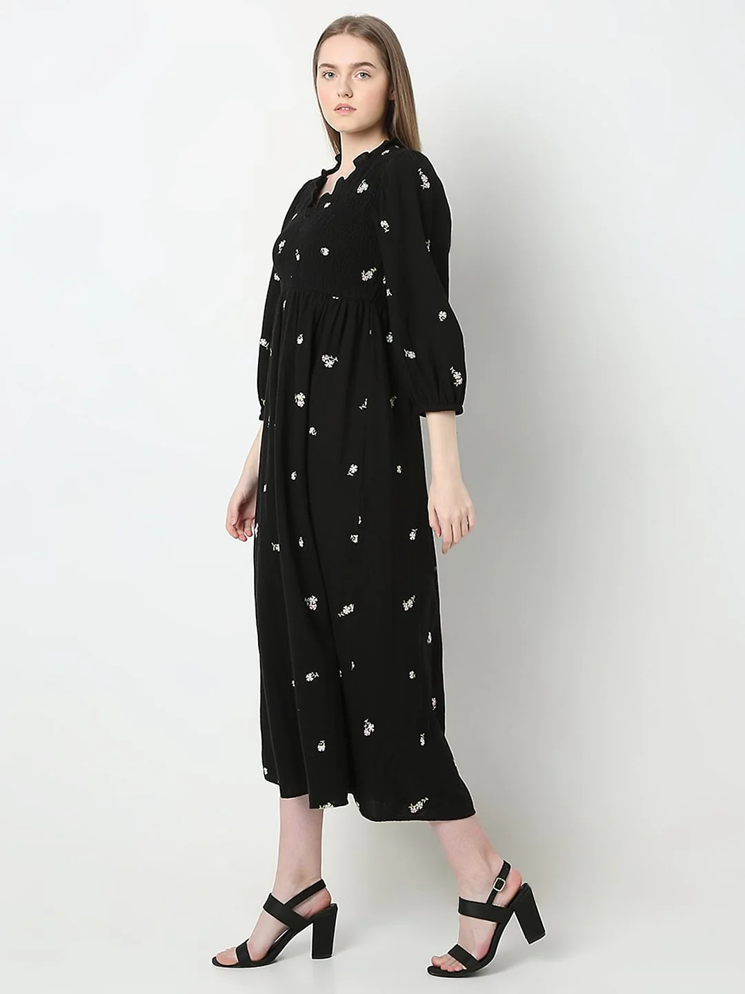Black Printed Midi Dress - Image 3
