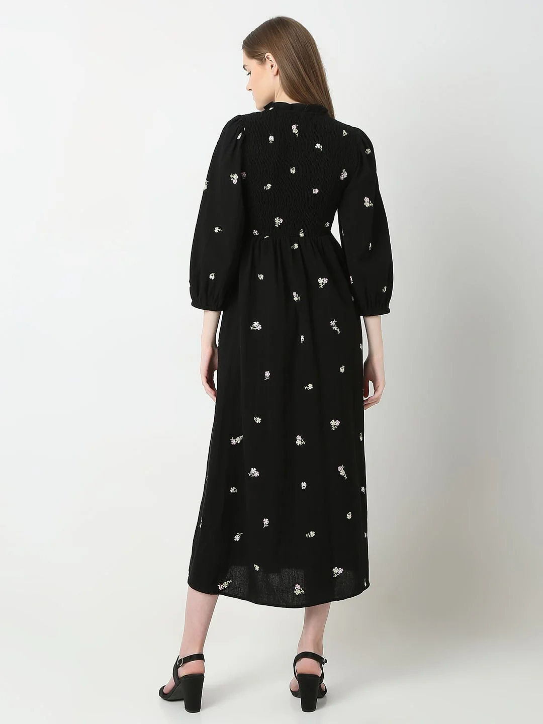 Black Printed Midi Dress - Image 4