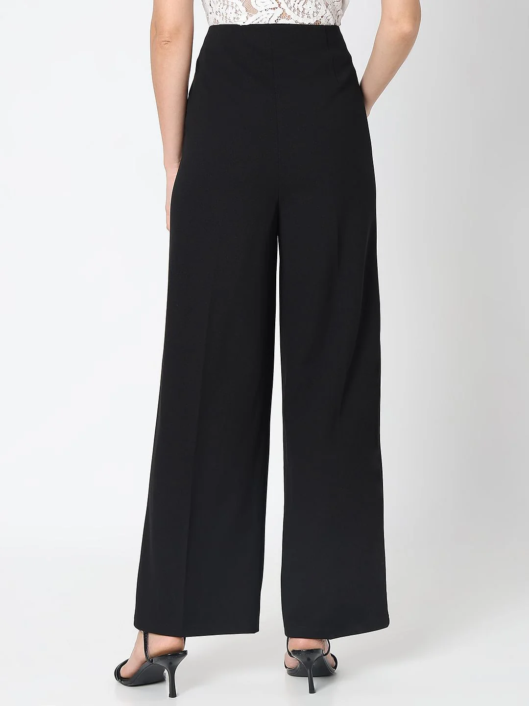 Black High Rise Wide Leg Pants - Image 4