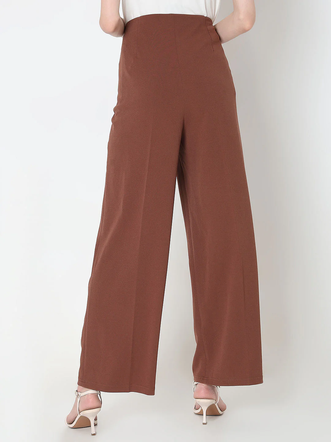 Brown High Rise Straight Fit Pants - Image 4