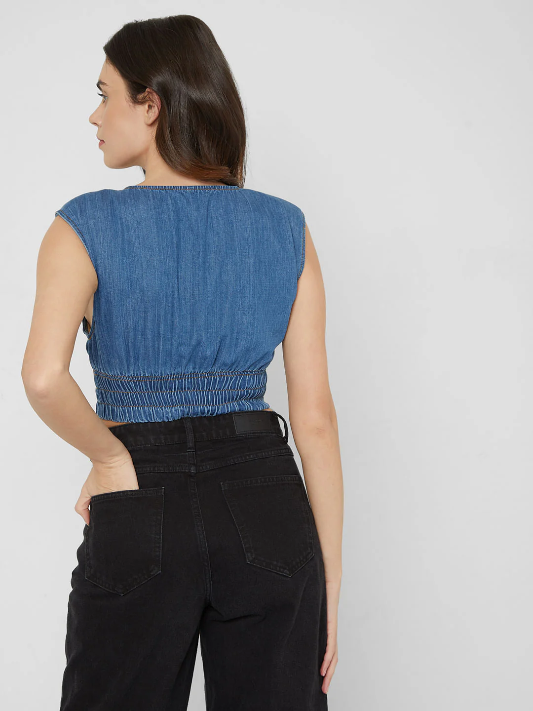 Blue Denim Crop Top - Image 4