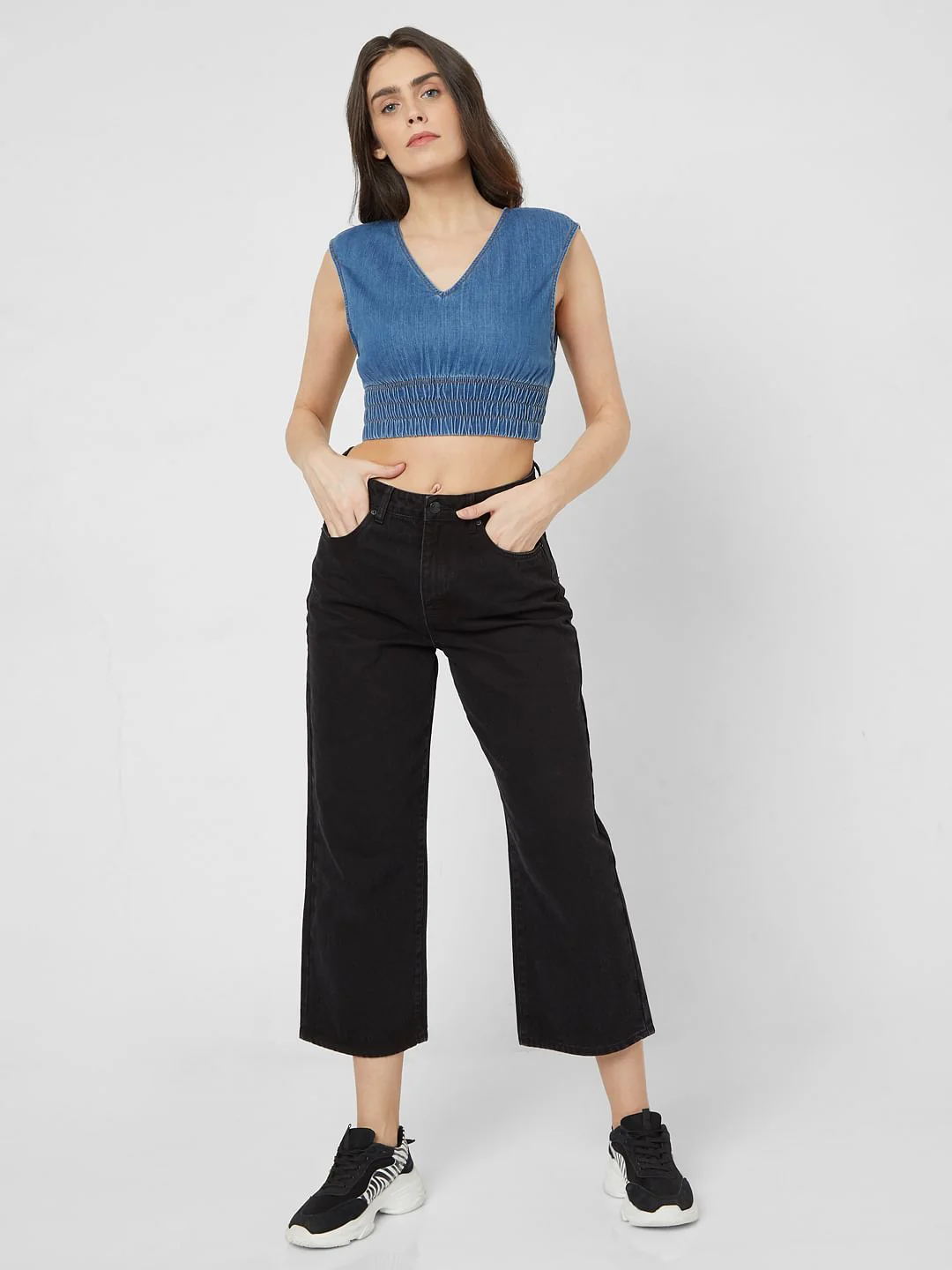 Blue Denim Crop Top - Image 5