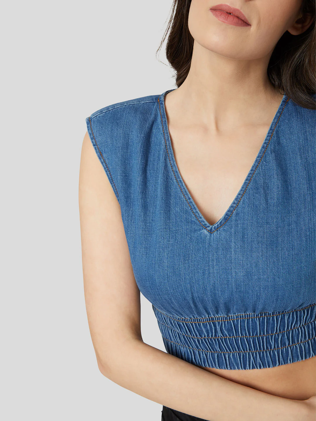 Blue Denim Crop Top - Image 6