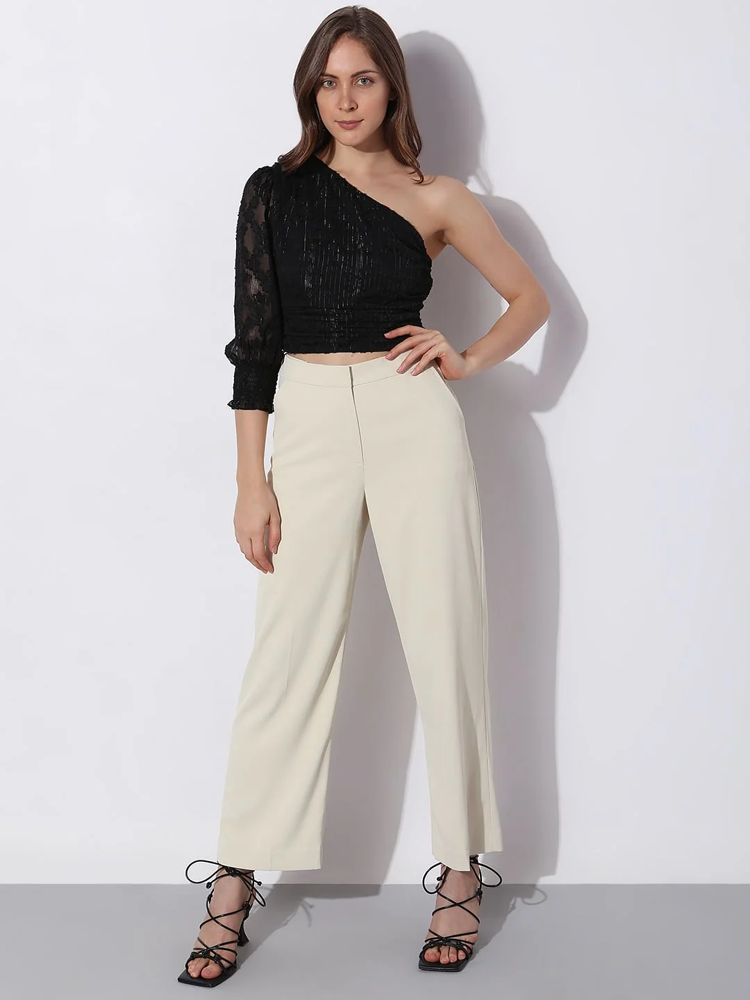 Black Lace One-Shoulder Top - Image 5