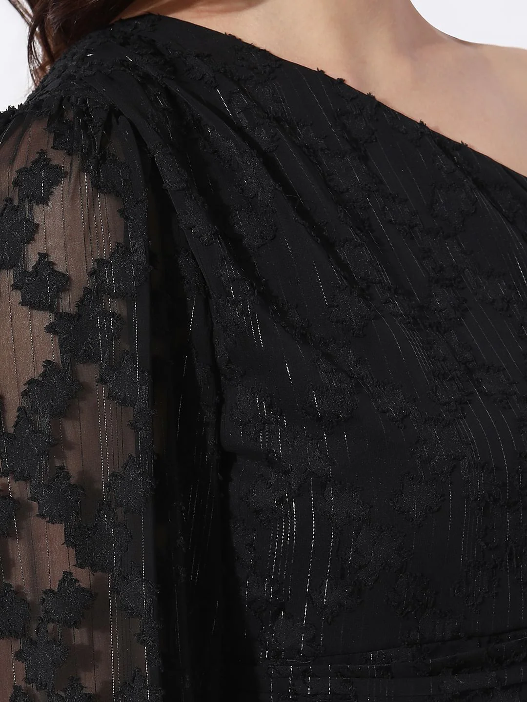 Black Lace One-Shoulder Top - Image 8