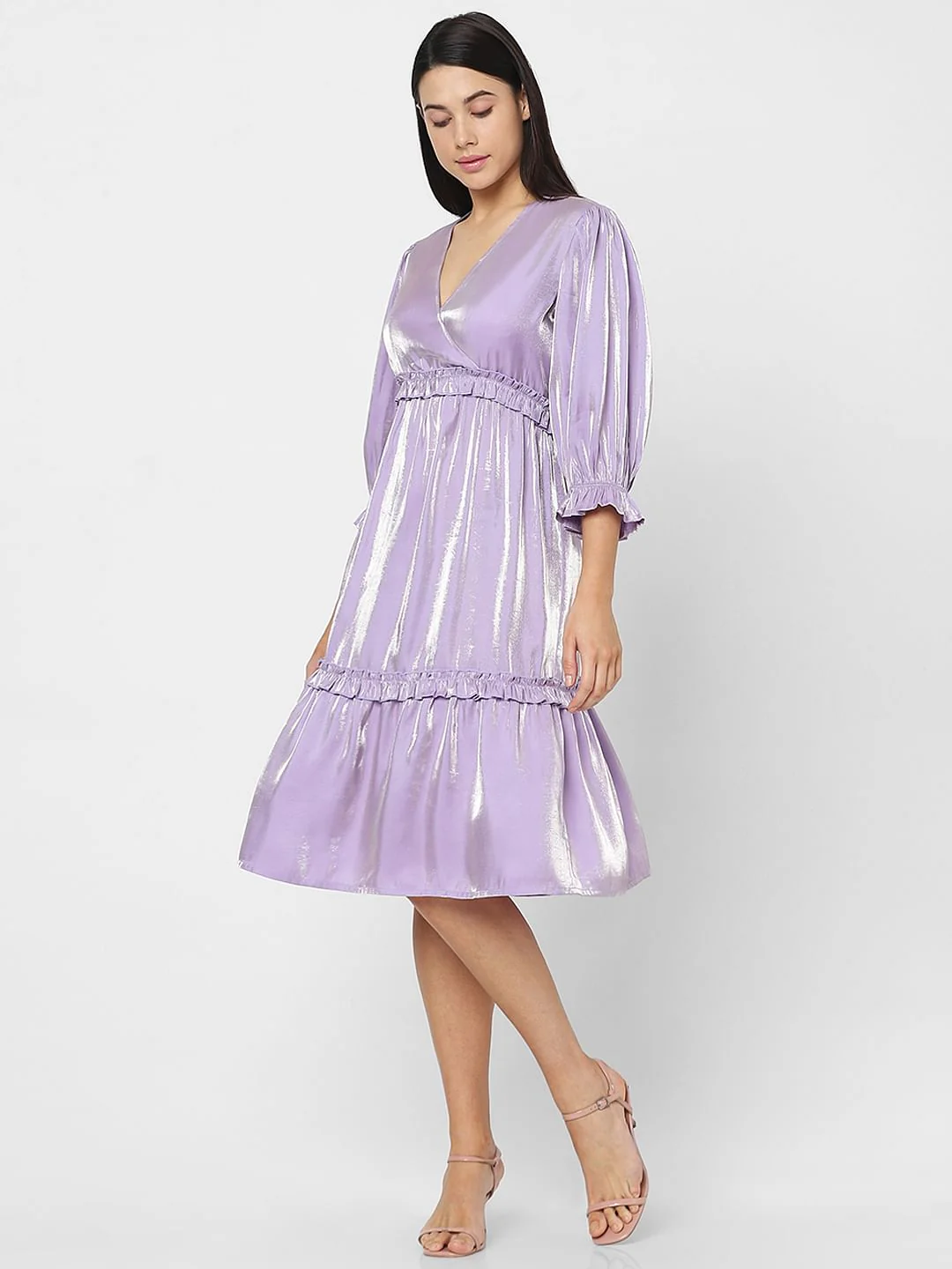 Purple Frilled Midi Dress - Image 2
