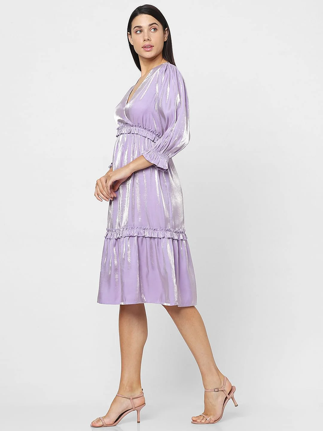 Purple Frilled Midi Dress - Image 3