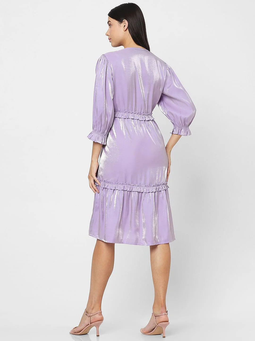 Purple Frilled Midi Dress - Image 4