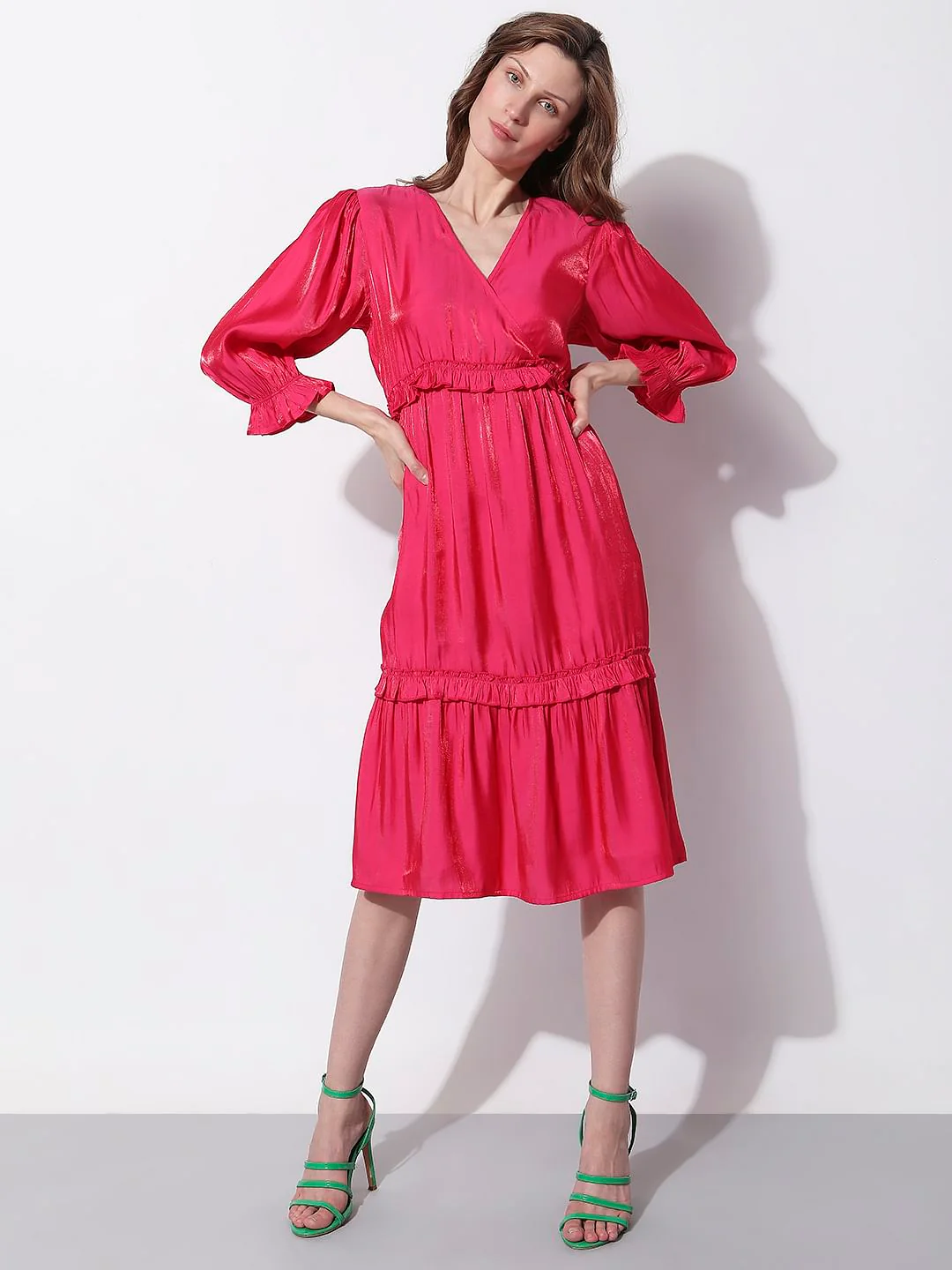 Pink Frilled Midi Dress - Image 2