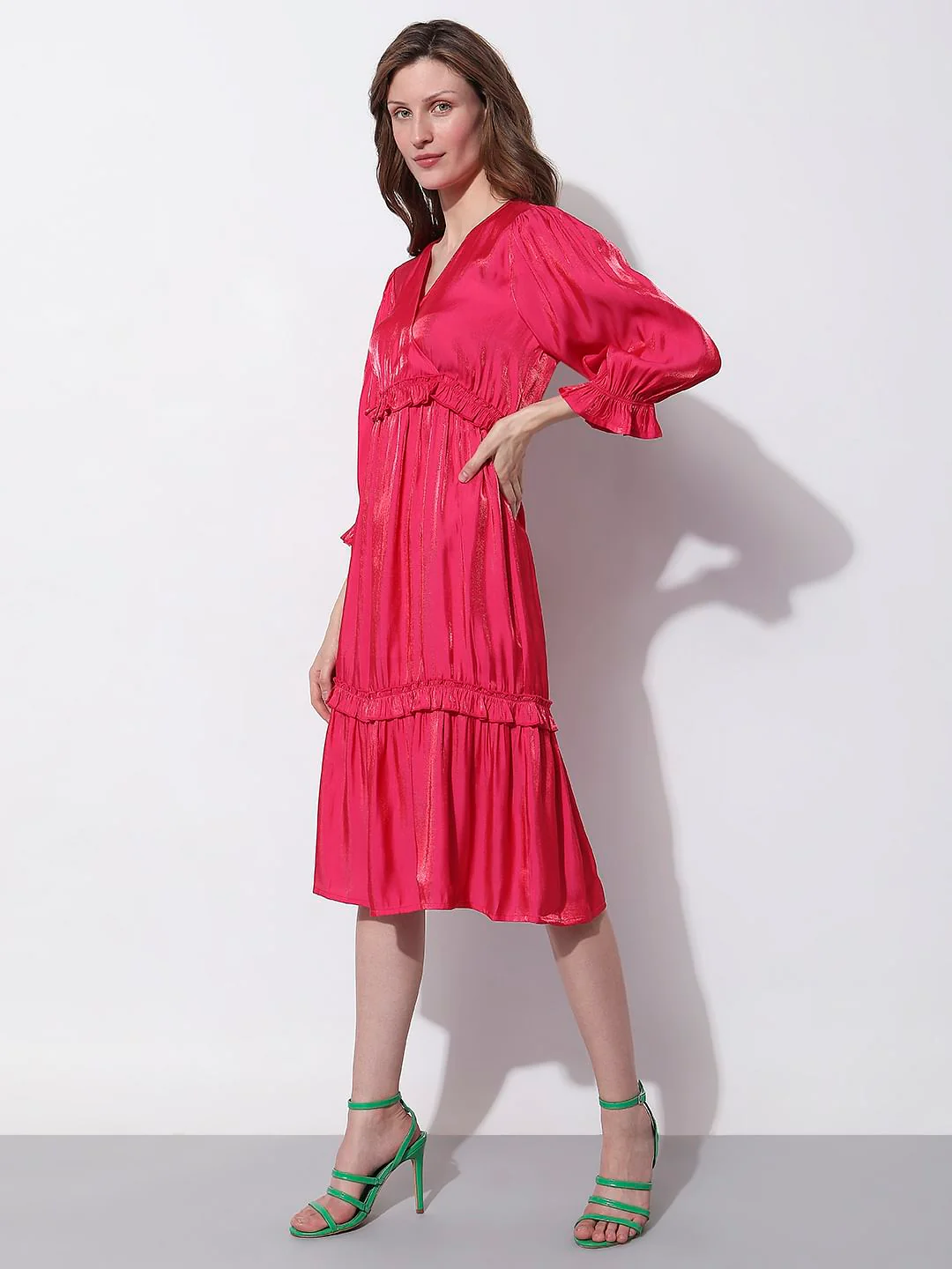 Pink Frilled Midi Dress - Image 3