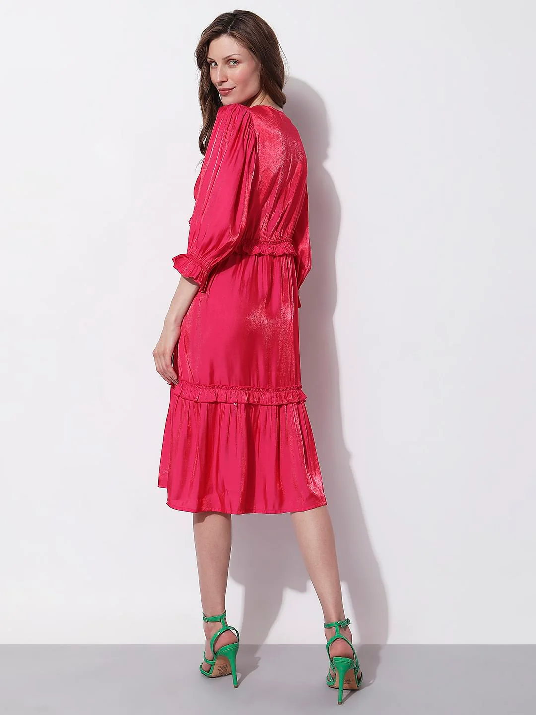 Pink Frilled Midi Dress - Image 4
