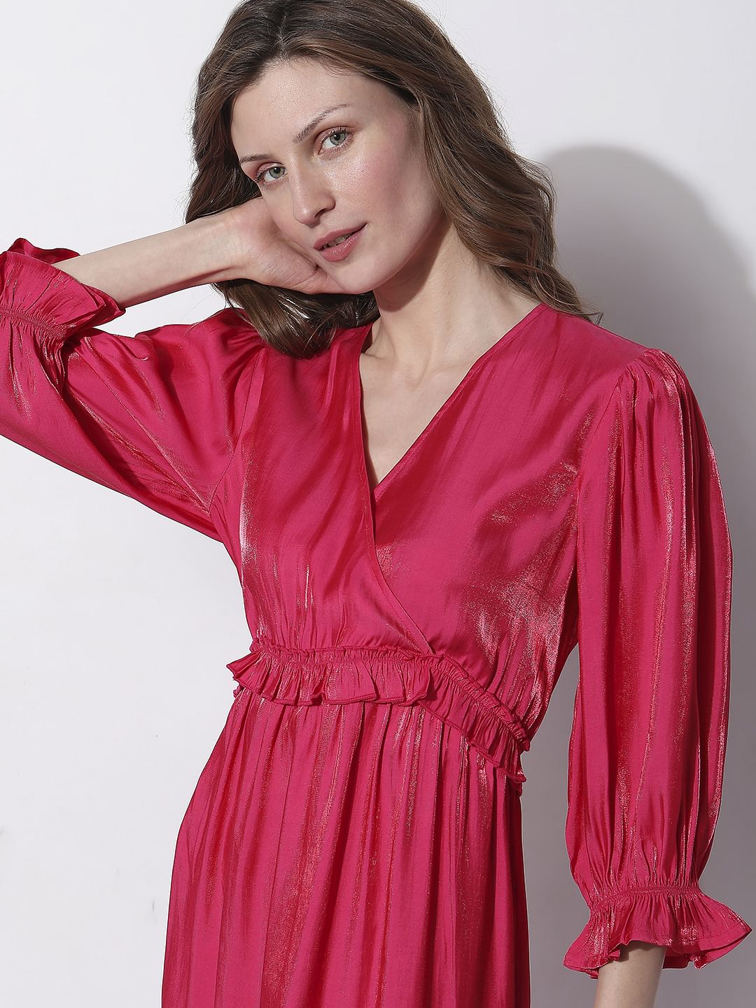 Pink Frilled Midi Dress - Image 5
