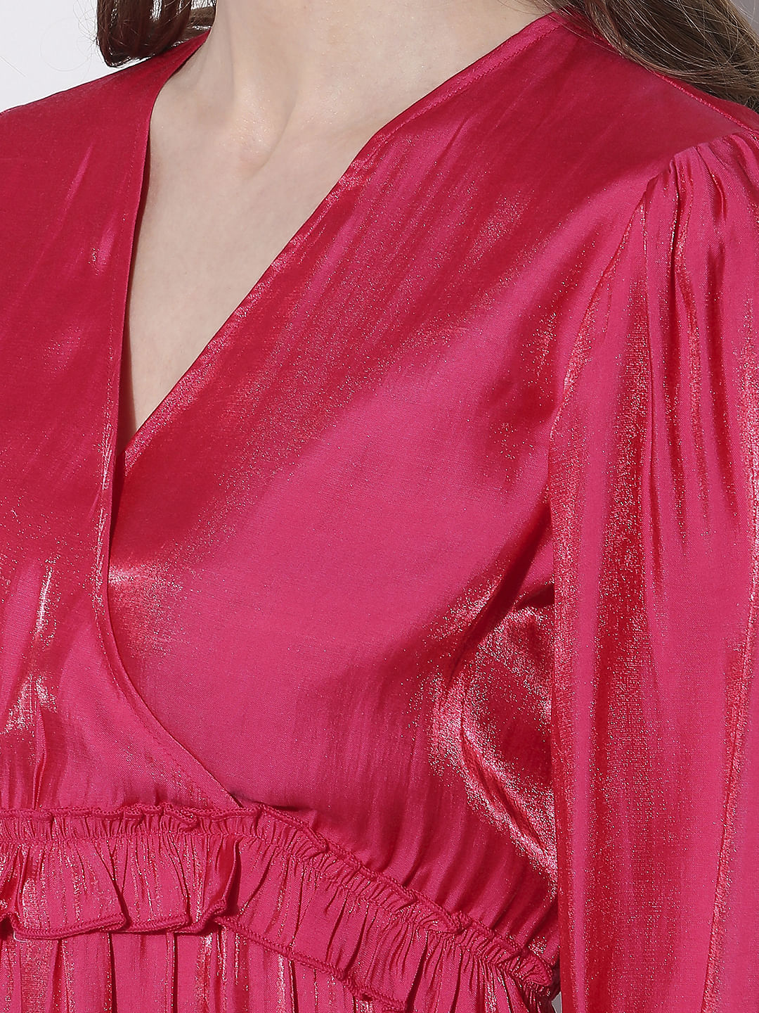 Pink Frilled Midi Dress - Image 7