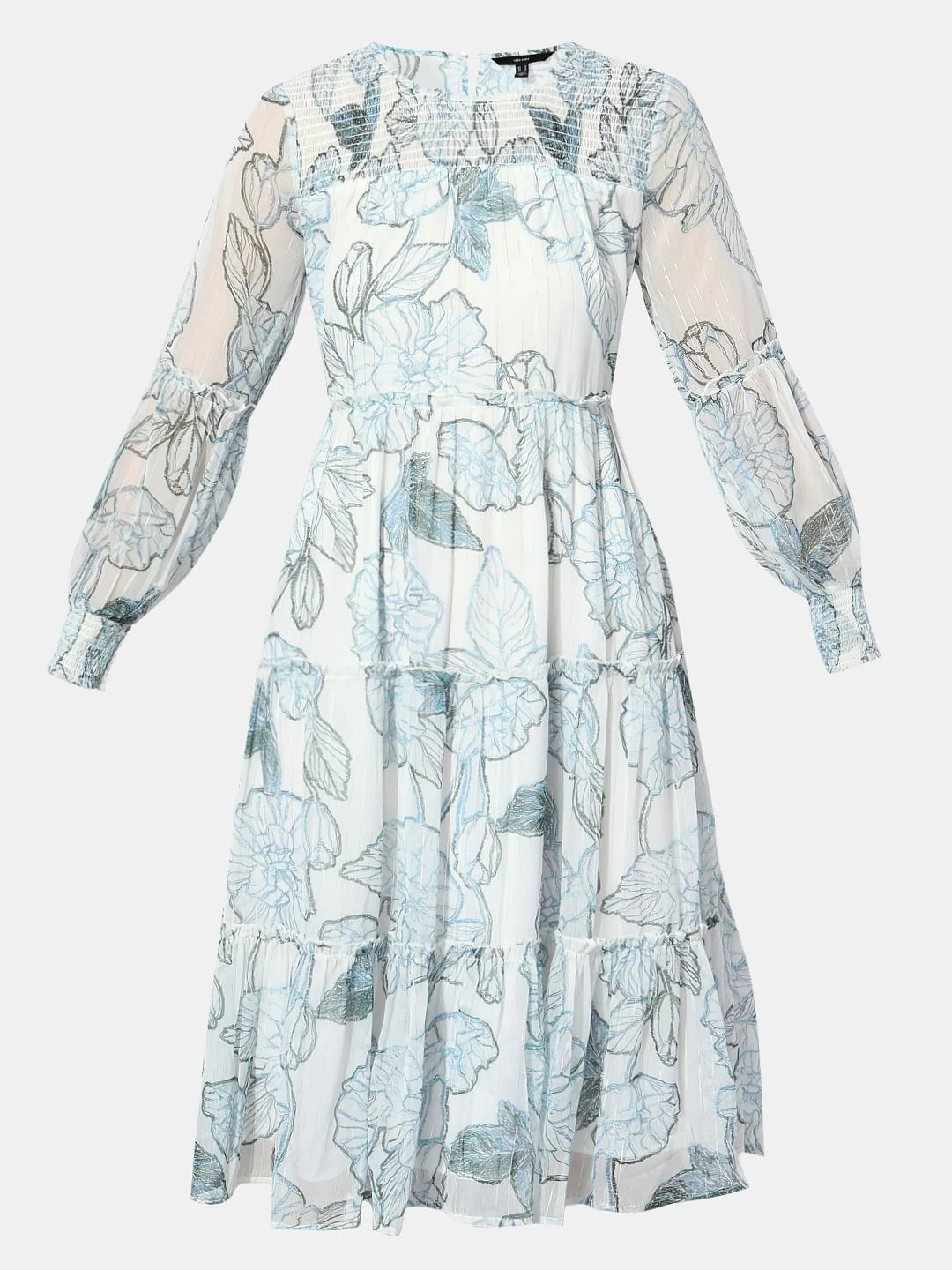 White Floral Print Midi Dress - Image 6