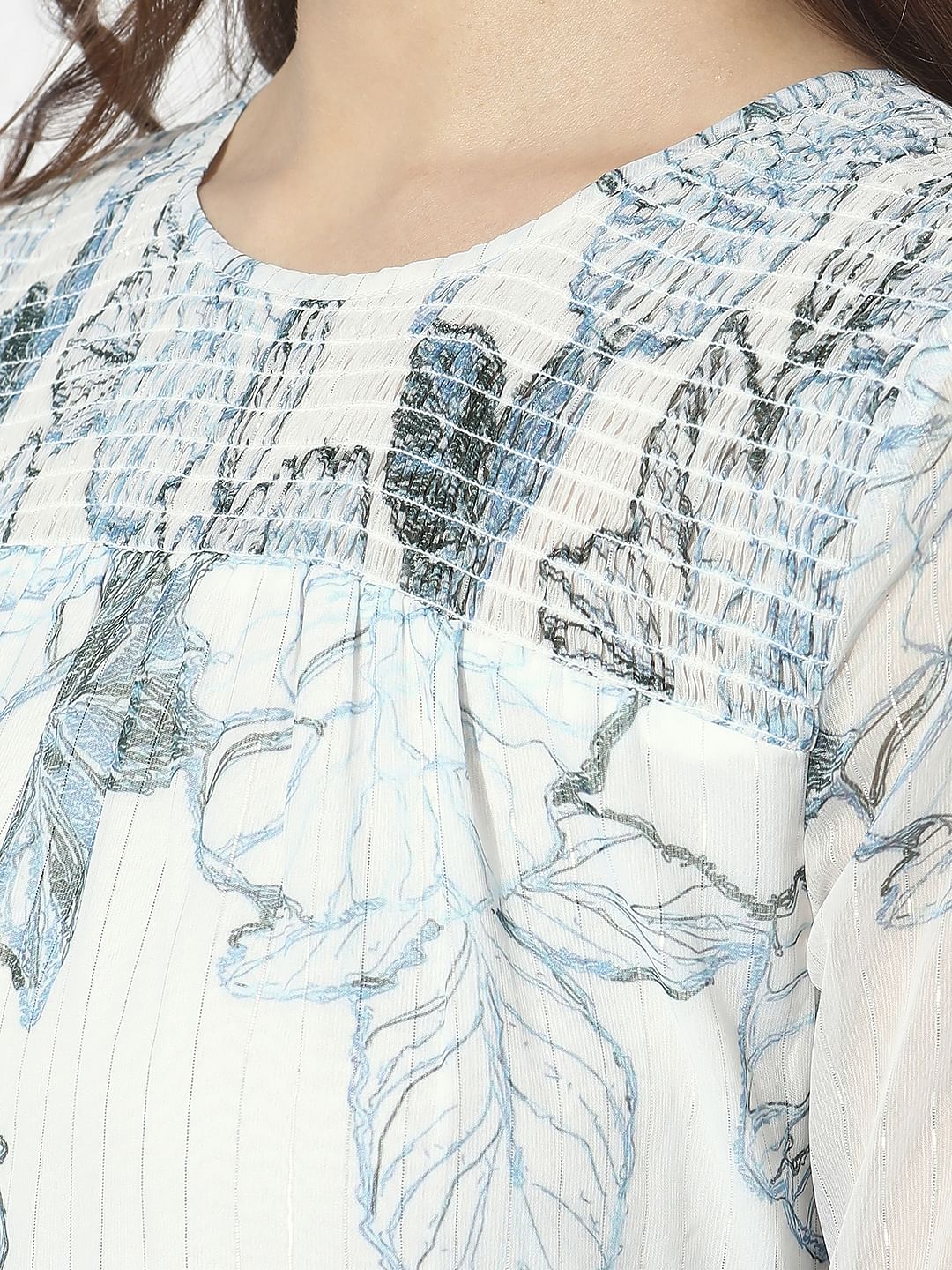 White Floral Print Midi Dress - Image 7