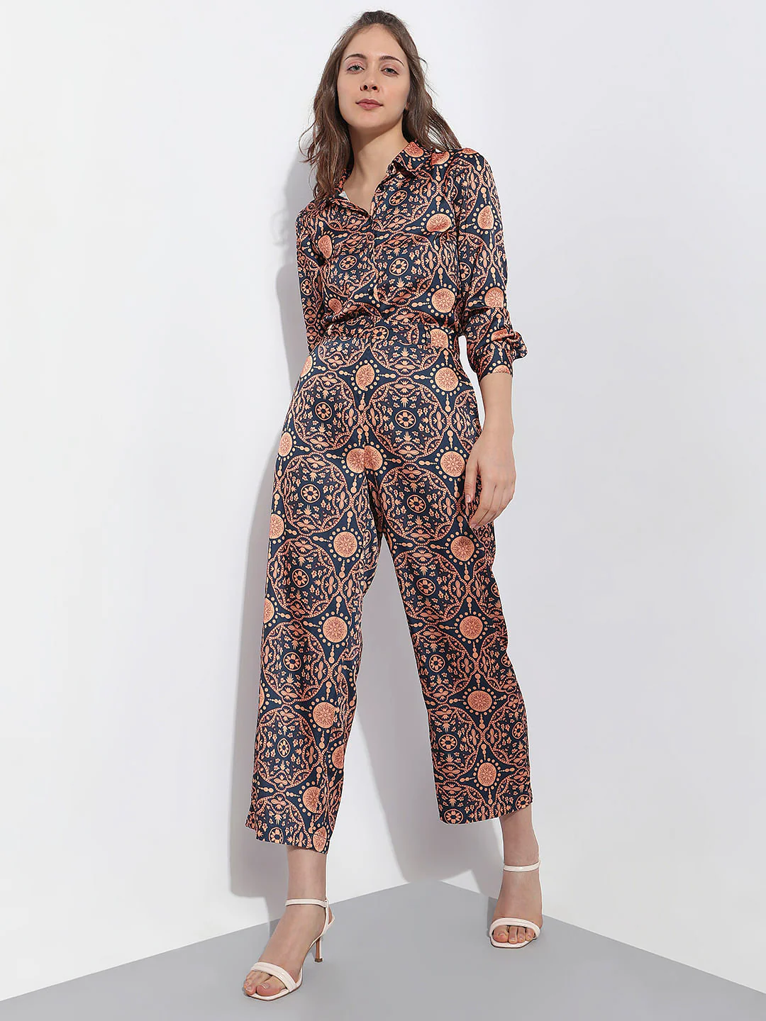 Blue High Rise Printed Pants - Image 6