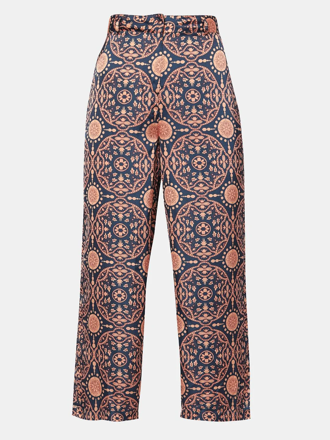 Blue High Rise Printed Pants - Image 7