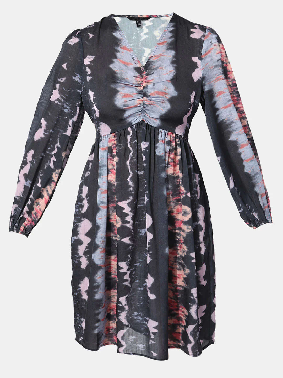 Black Printed Ruched Mini Dress - Image 7