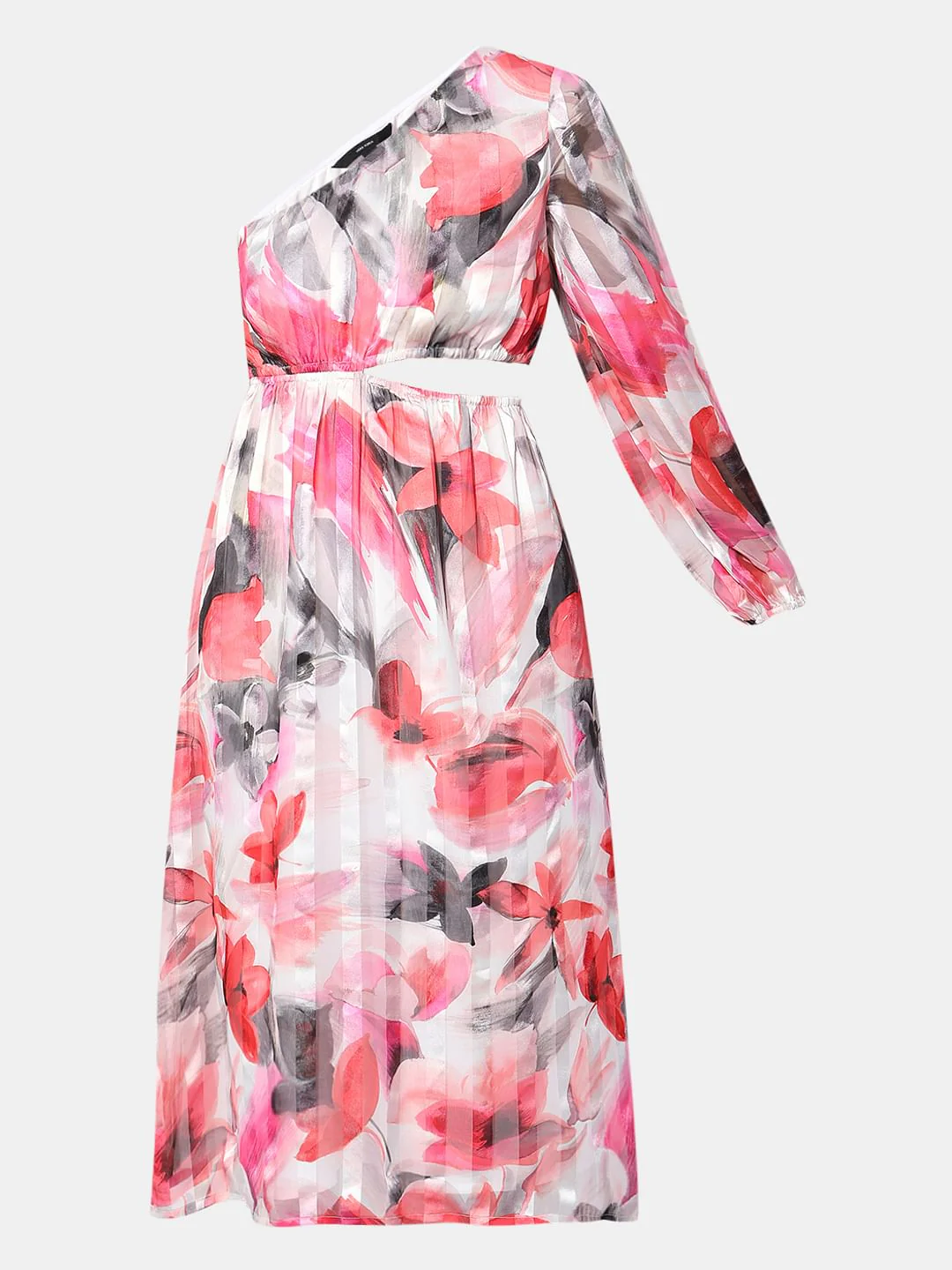 Pink Floral One-Shoulder Dress - Image 6