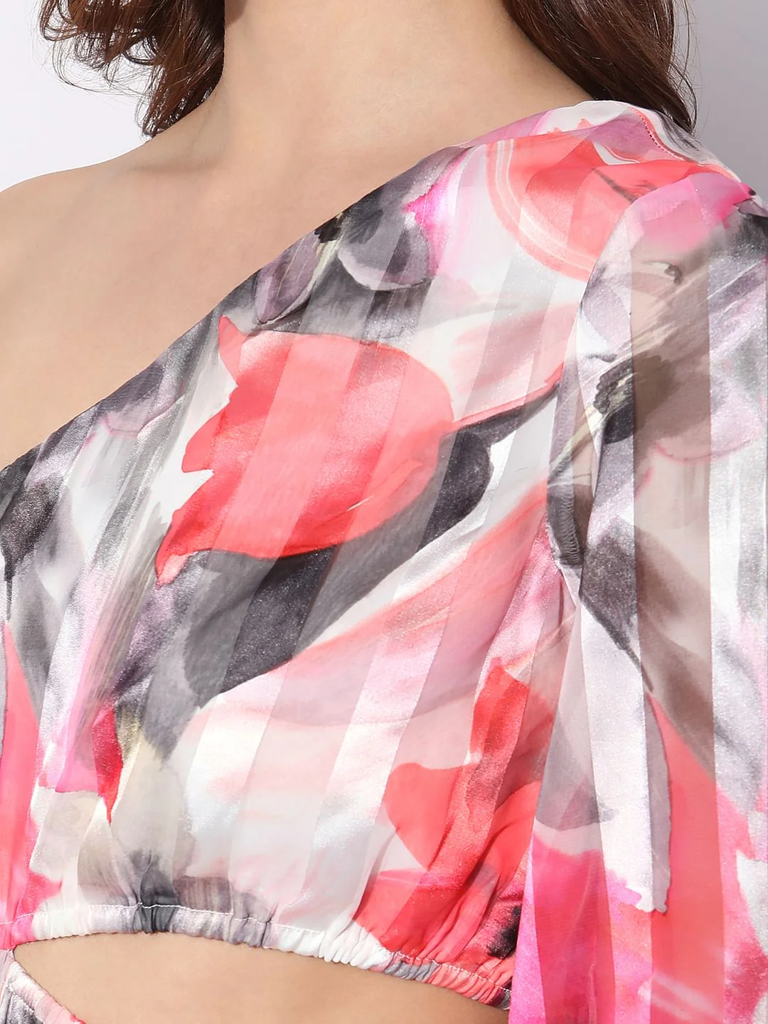 Pink Floral One-Shoulder Dress - Image 7