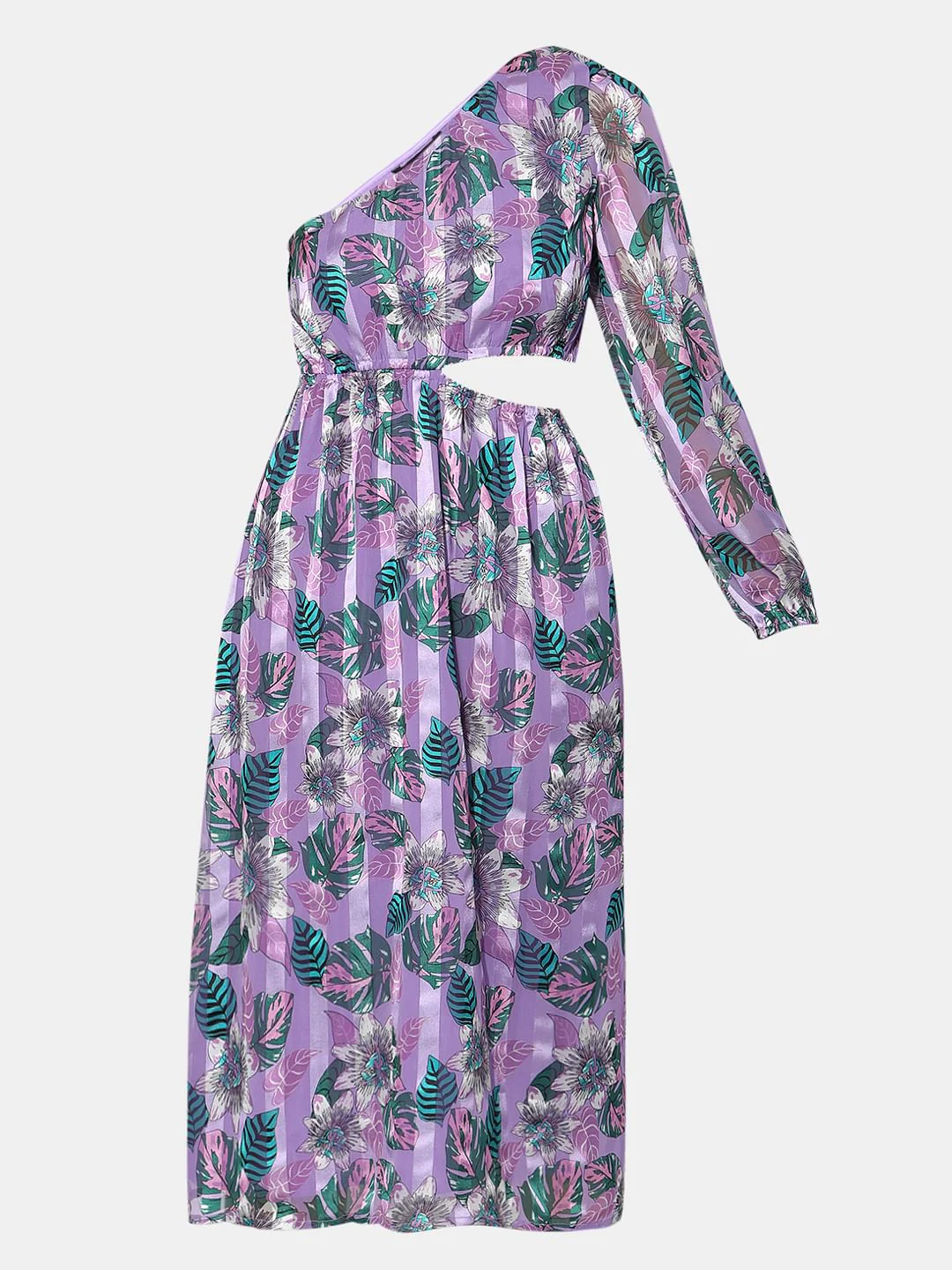 Purple Floral One-Shoulder Dress - Image 6
