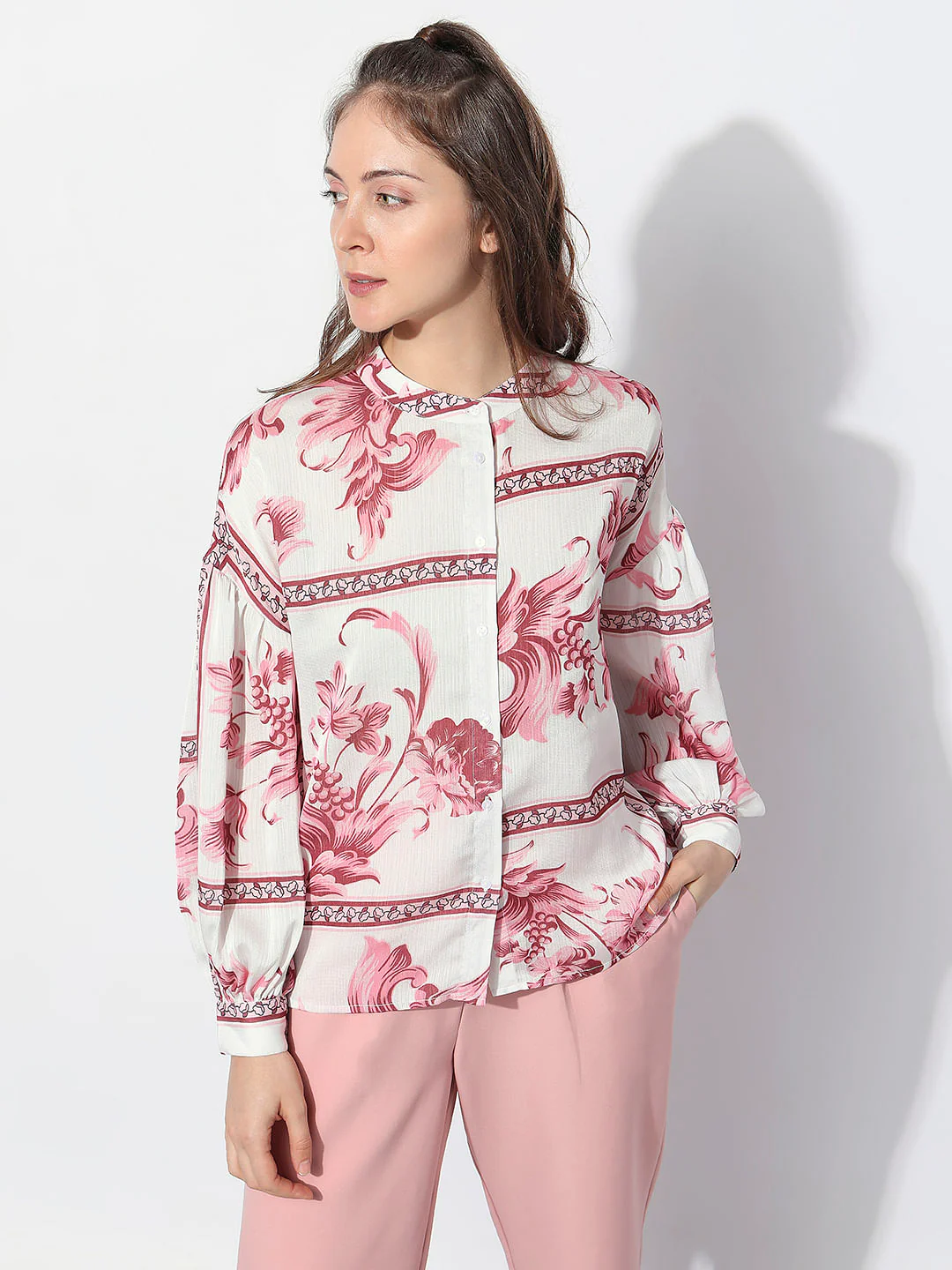 Peach Floral Print Shirt - Image 2