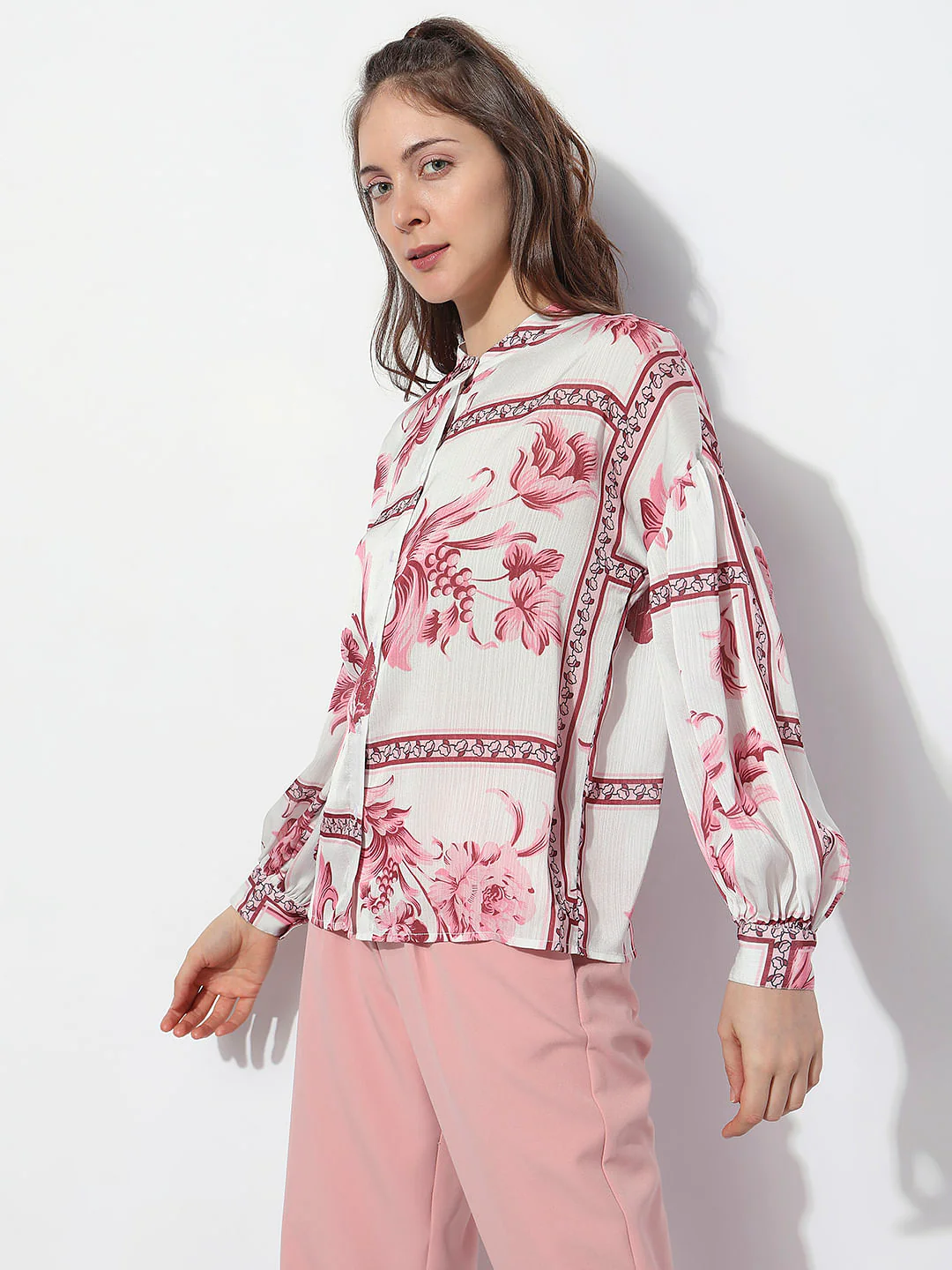 Peach Floral Print Shirt - Image 3