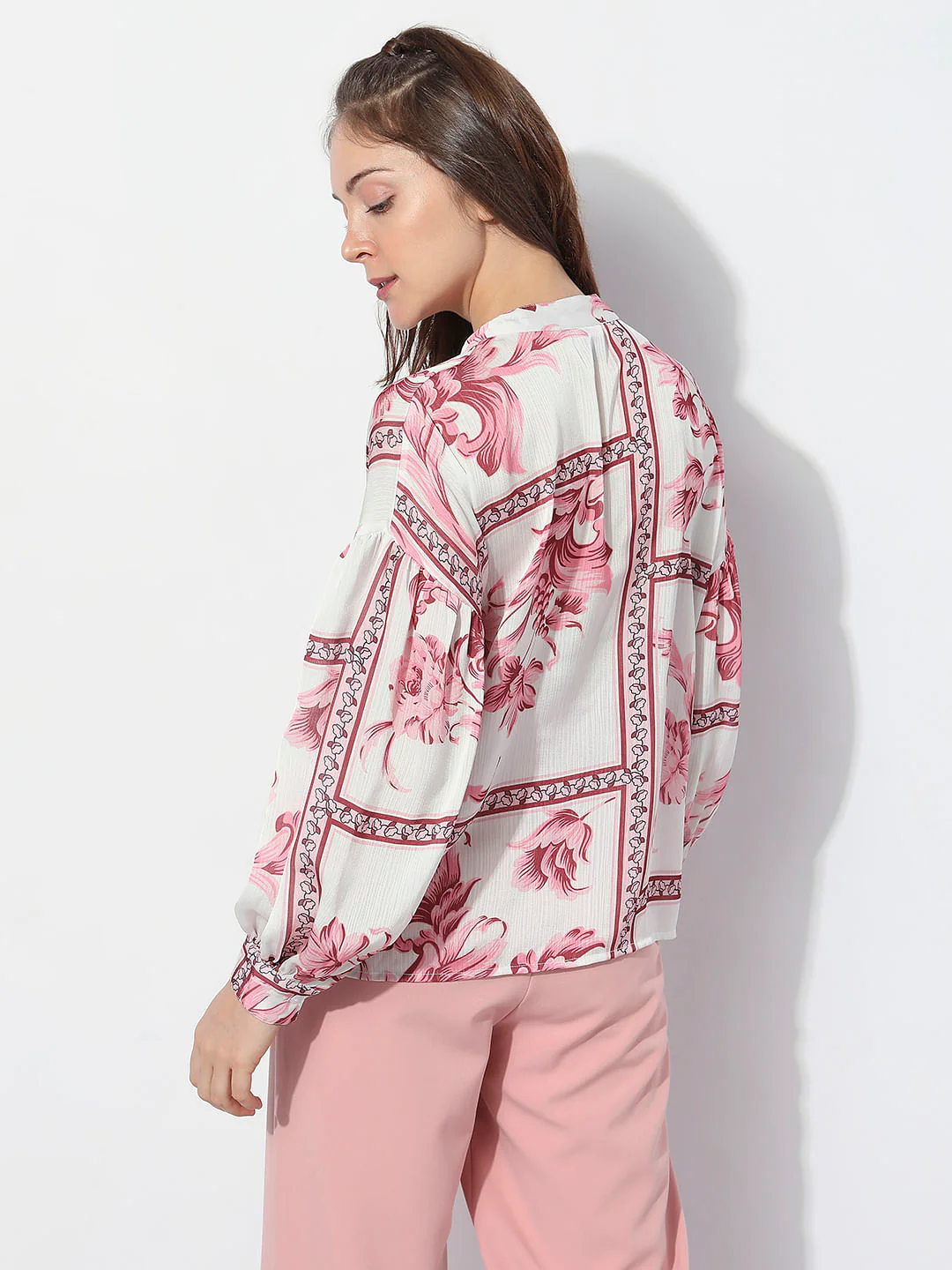 Peach Floral Print Shirt - Image 4