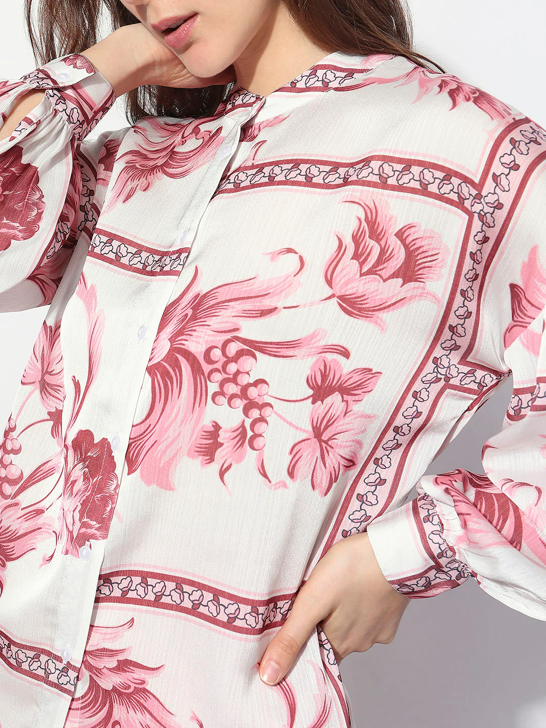 Peach Floral Print Shirt - Image 5