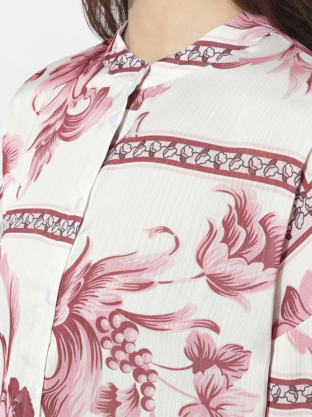 Peach Floral Print Shirt - Image 7