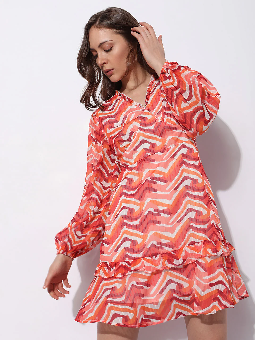 Orange Printed Mini Dress - Image 2